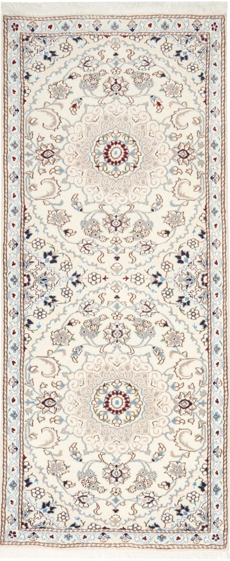 Nain Orientteppich 85 x 196cm, florales Muster, handgeknüpft