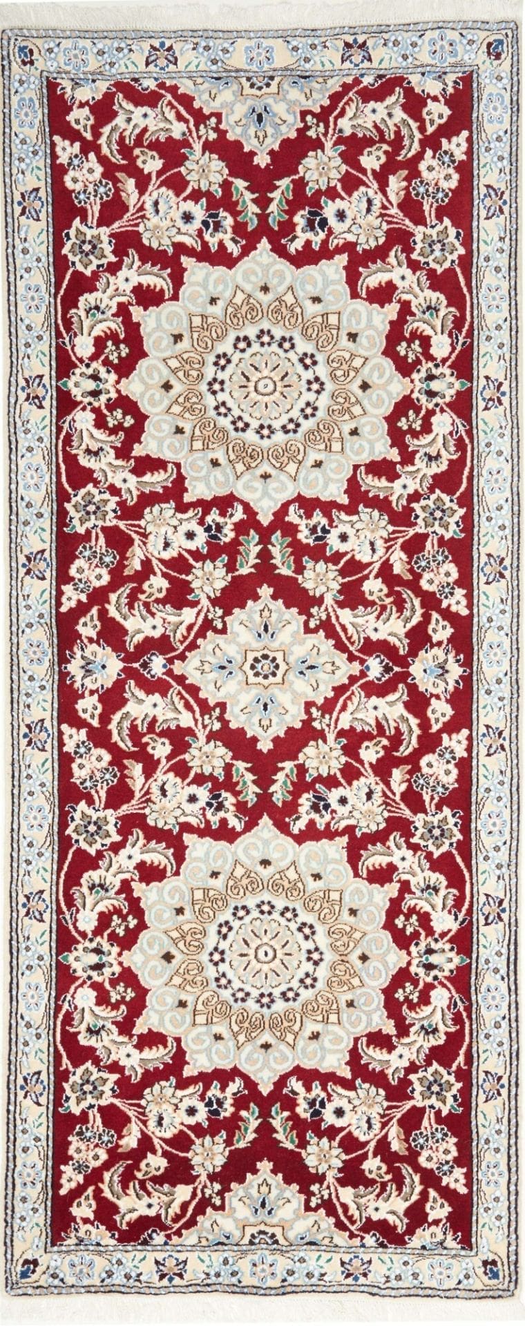 Nain Teppich 83 x 200cm, florale Muster, Schurwolle, handgeknüpft