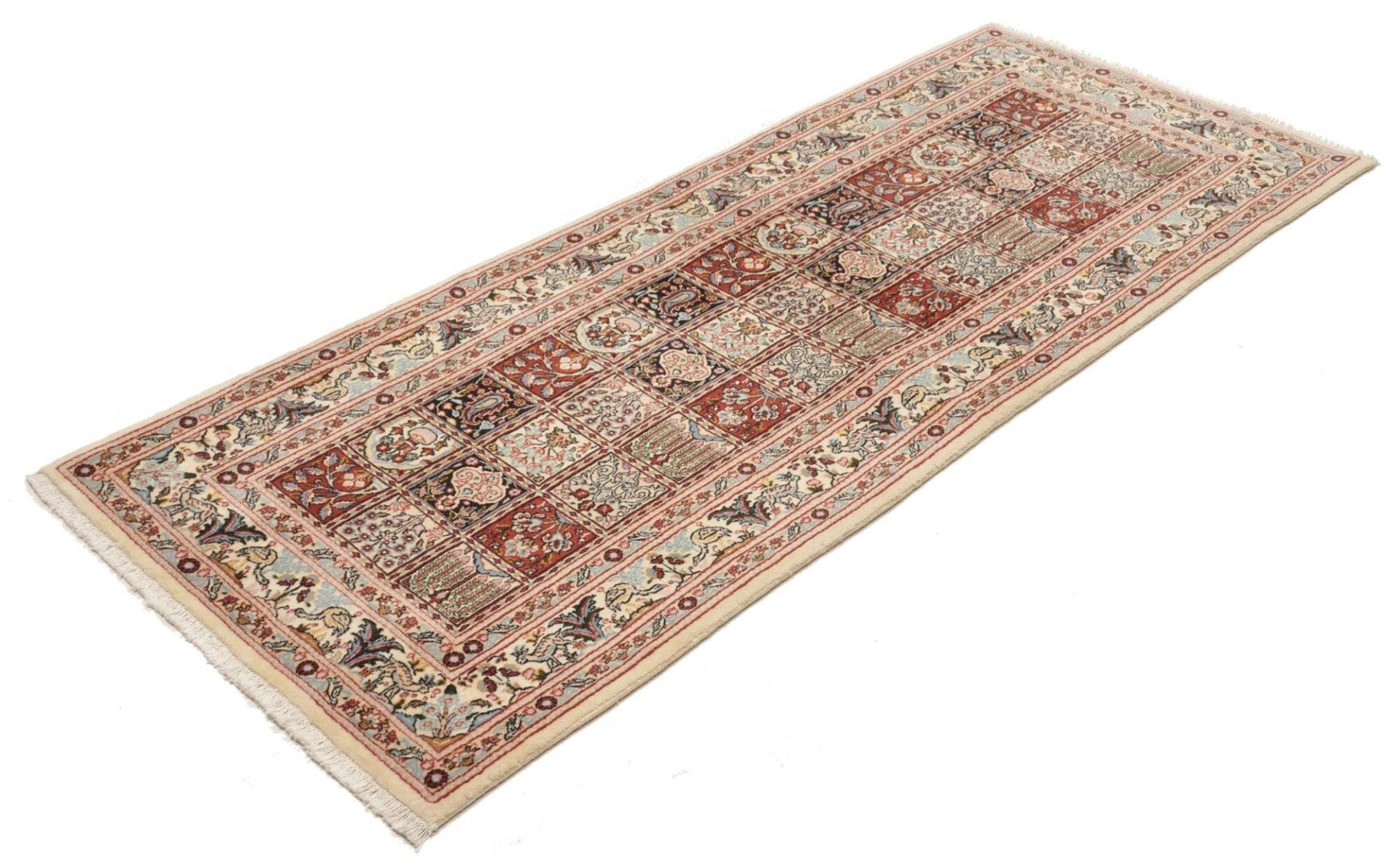Moud Teppich 84 x 201 cm, floral, Schurwolle, handgeknüpft, Perserteppich