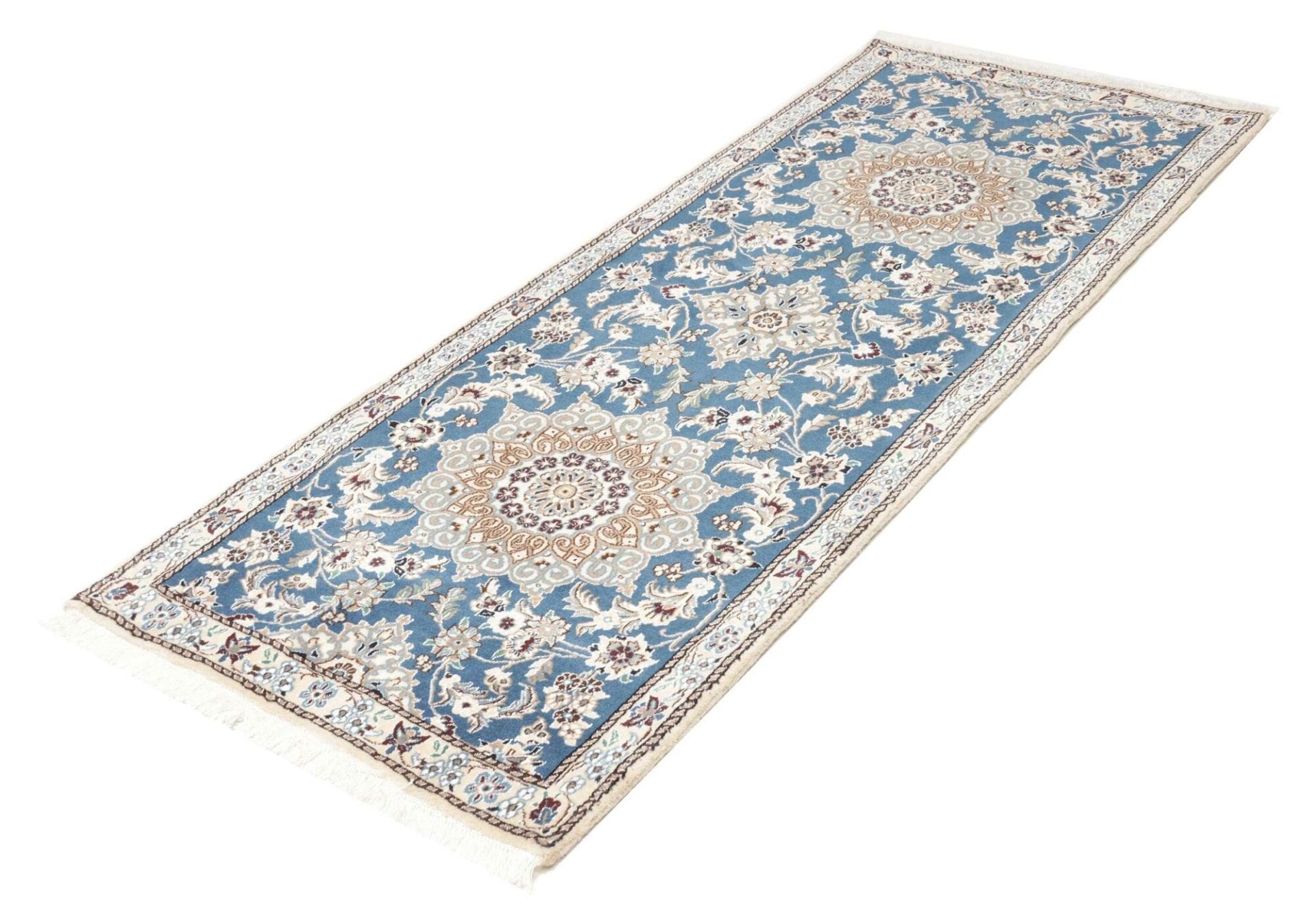 Nain Teppich 85 x 200cm, florale Muster, Schurwolle, handgeknüpft