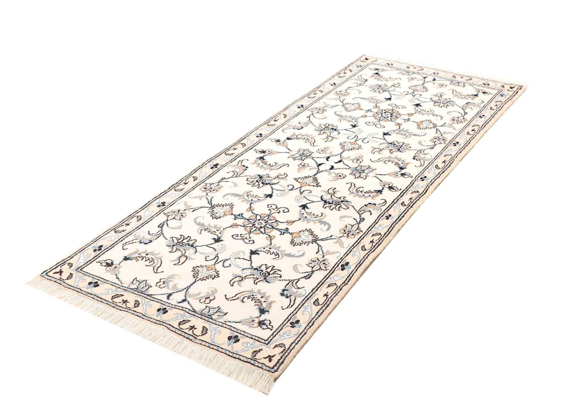 Nain Teppich 83 x 200 cm – handgeknüpft, florale Muster, Schurwolle