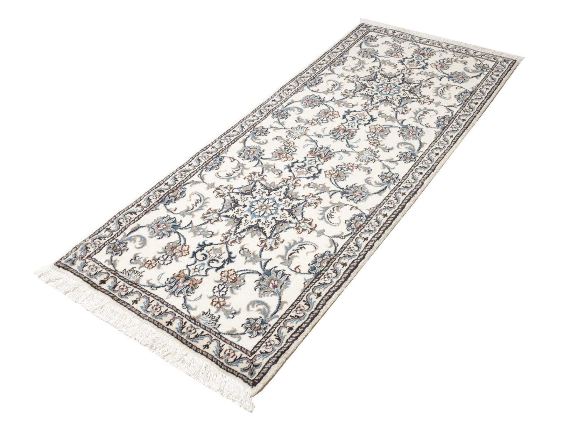 Nain Teppich 80 x 194cm, florales Muster, handgeknüpft, Perserteppich