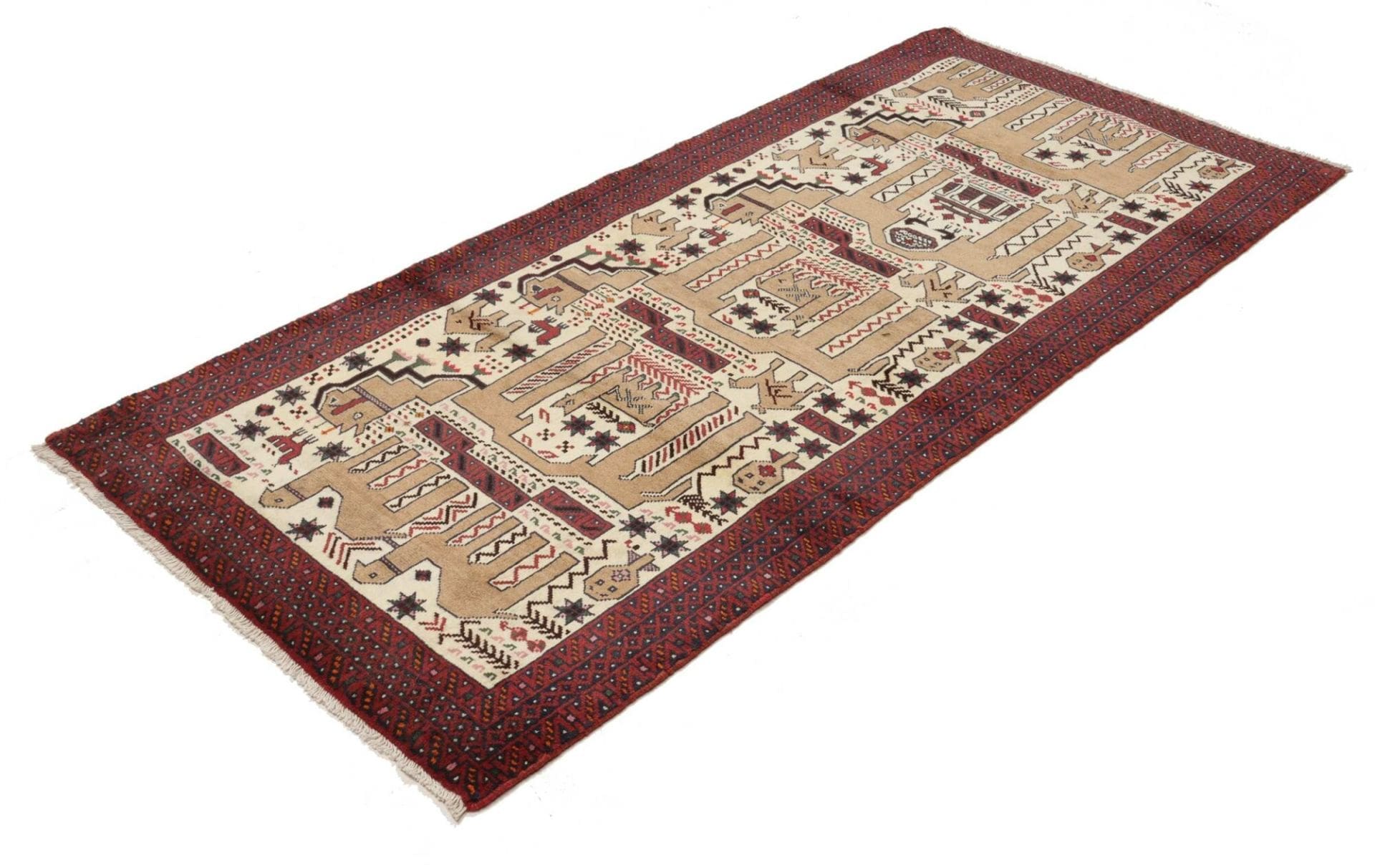 Orientteppich 95 x 200cm | Handgeknüpft aus Schurwolle | Nain