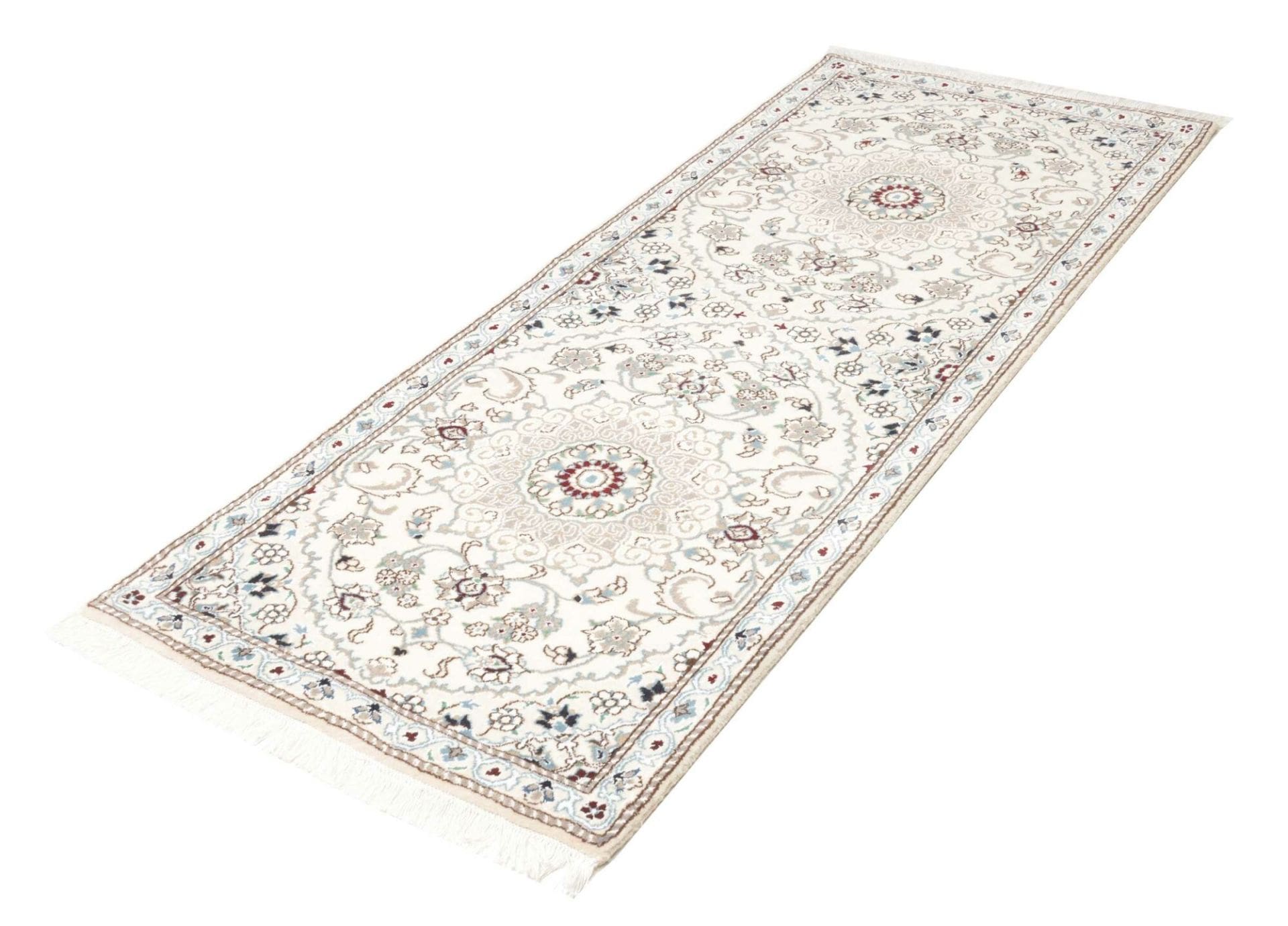 Nain Orientteppich 85 x 196cm, florales Muster, handgeknüpft