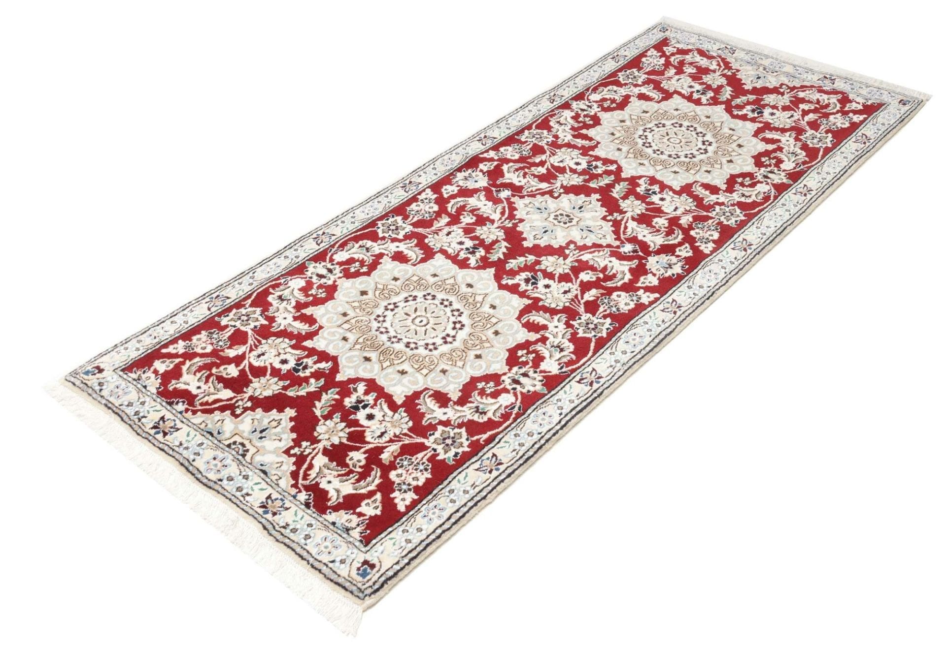 Nain Teppich 83 x 200cm, florale Muster, Schurwolle, handgeknüpft