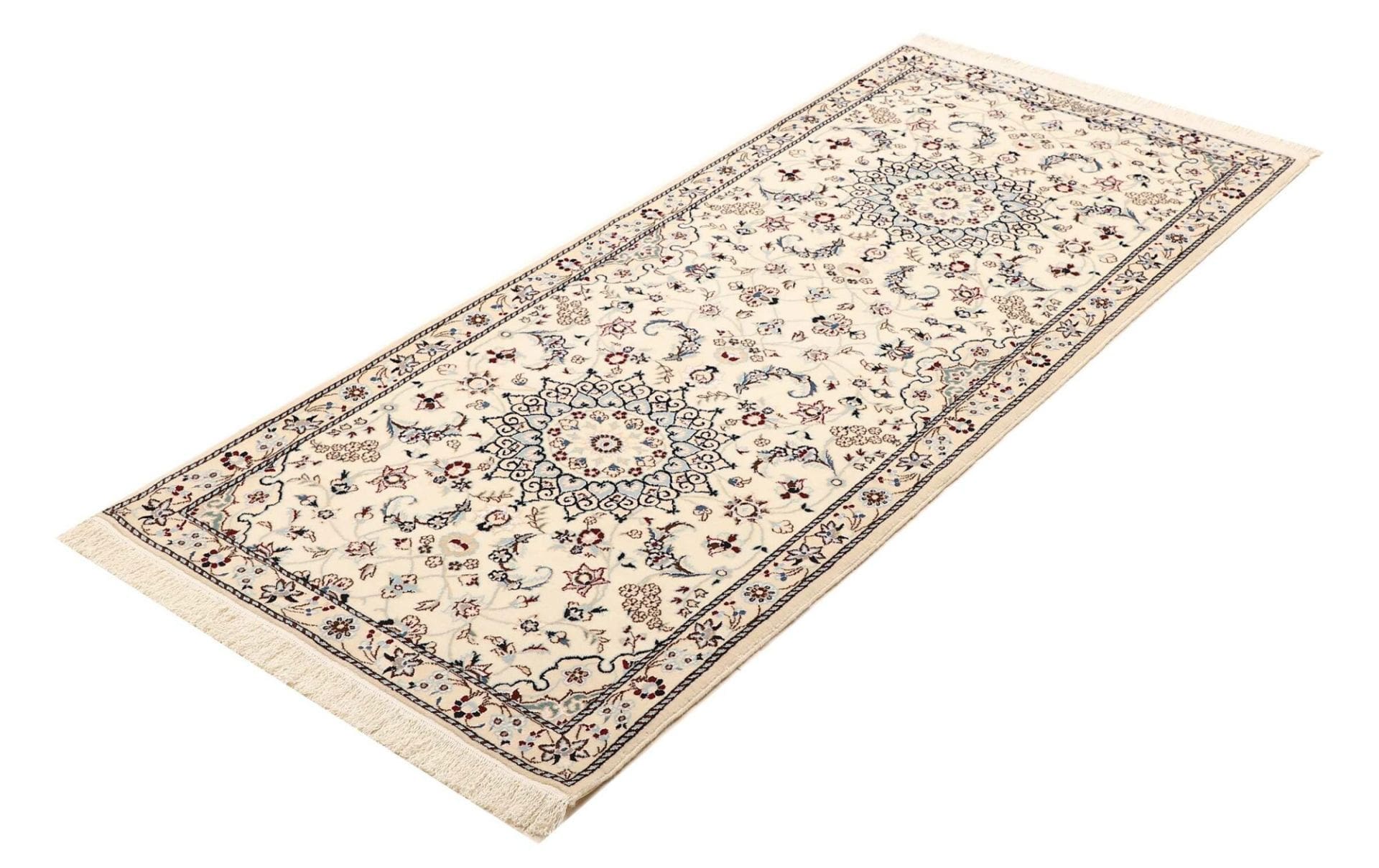 Nain Teppich 73 x 157cm, florales Muster, handgeknüpft, Perserteppich