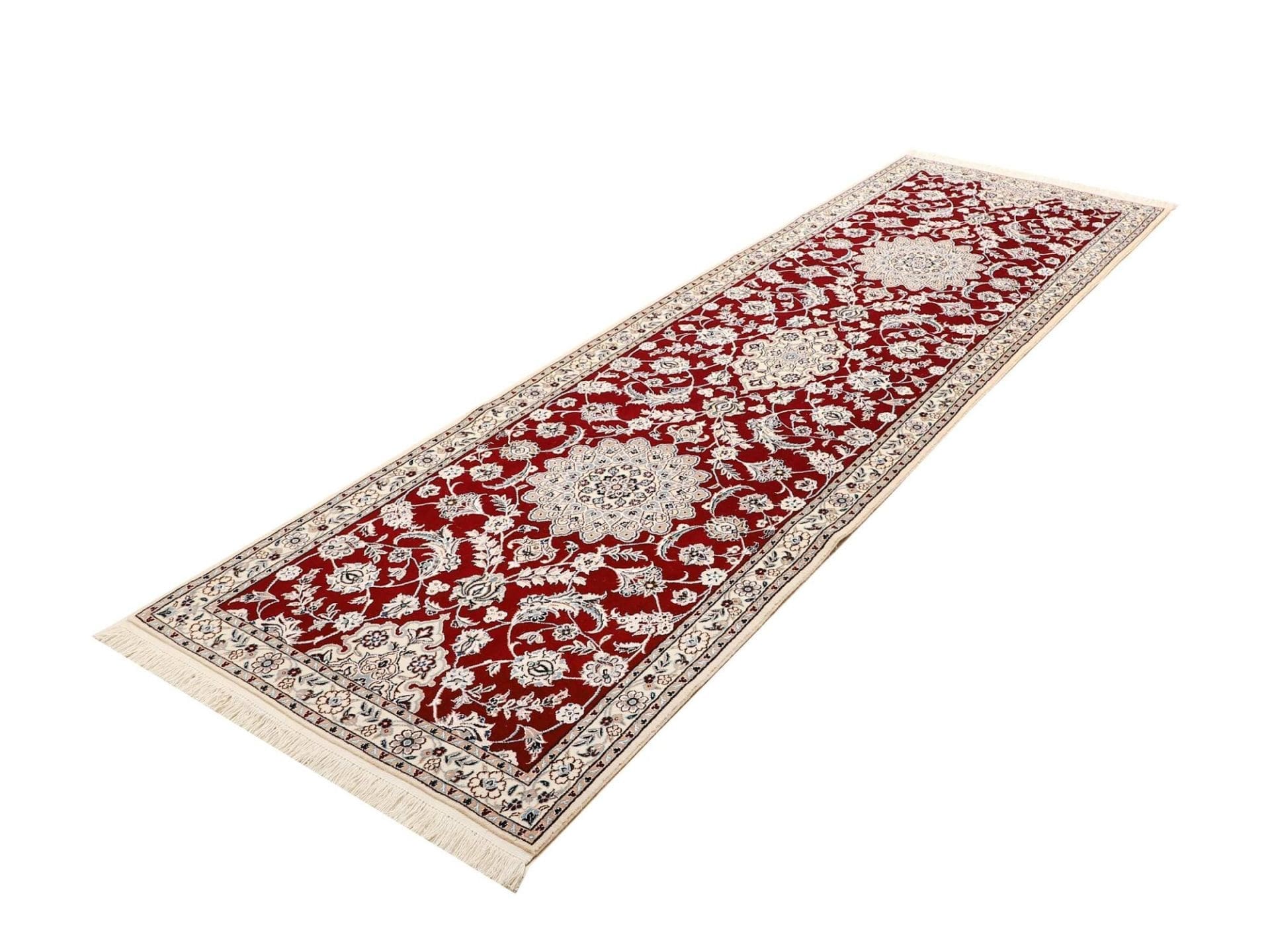 Nain Teppich 92 x 287cm, florales Design, Schurwolle, handgeknüpft