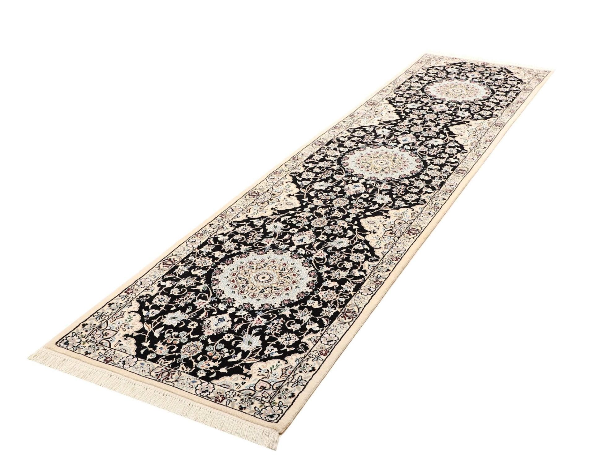 Nain Teppich 78 x 298cm, florales Design, handgeknüpft, Perserteppich