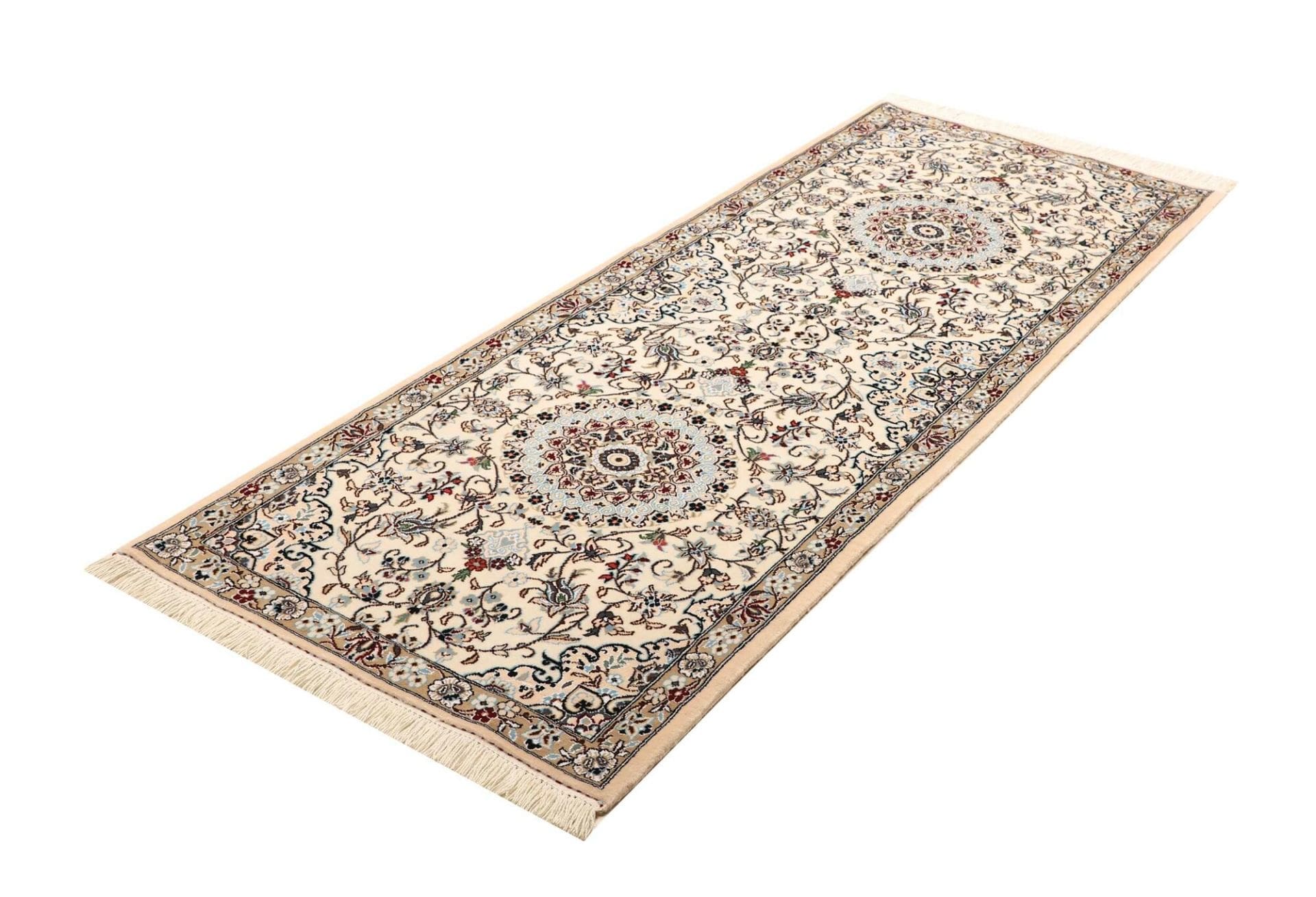 Nain Teppich 83 x 202cm, florale Muster, handgeknüpft, Perserteppich