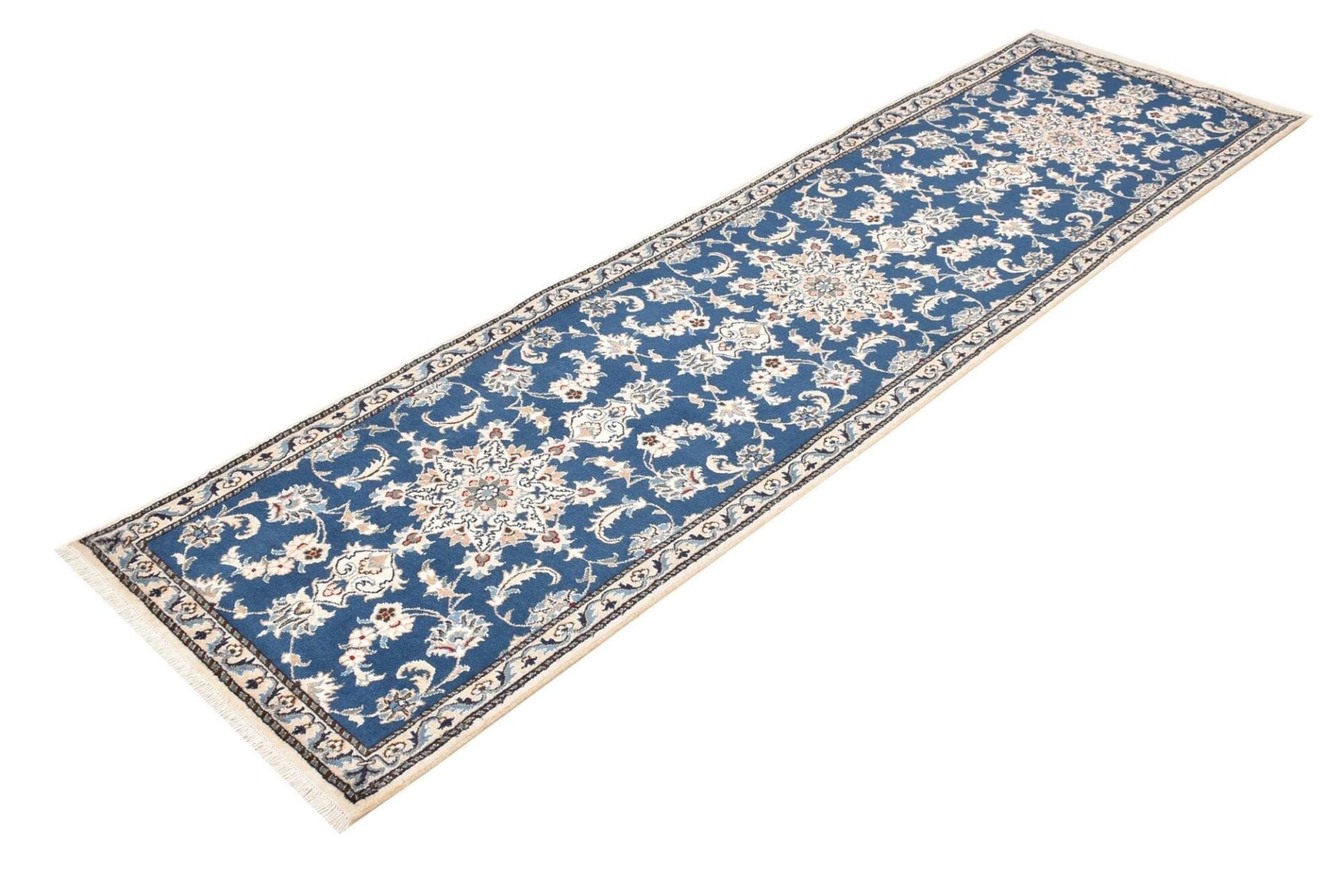 Nain Teppich 81 x 288cm, florale Muster, handgeknüpft, Perserteppich