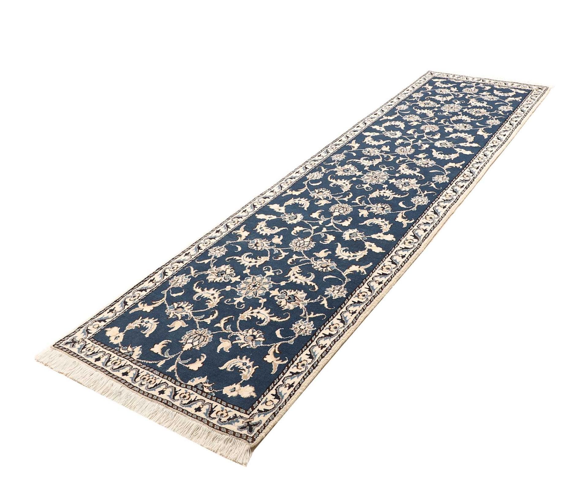 Nain Teppich 83 x 285 cm, florales Design, handgeknüpft, Perserteppich