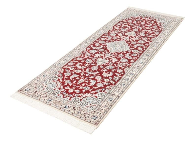 Nain Teppich 82 x 210 cm, florales Muster, handgeknüpft, Perserteppich