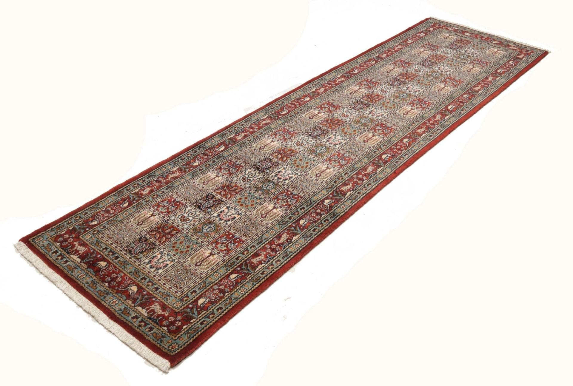 Moud Teppich 83 x 288 cm, florales Design, Schurwolle, handgeknüpft