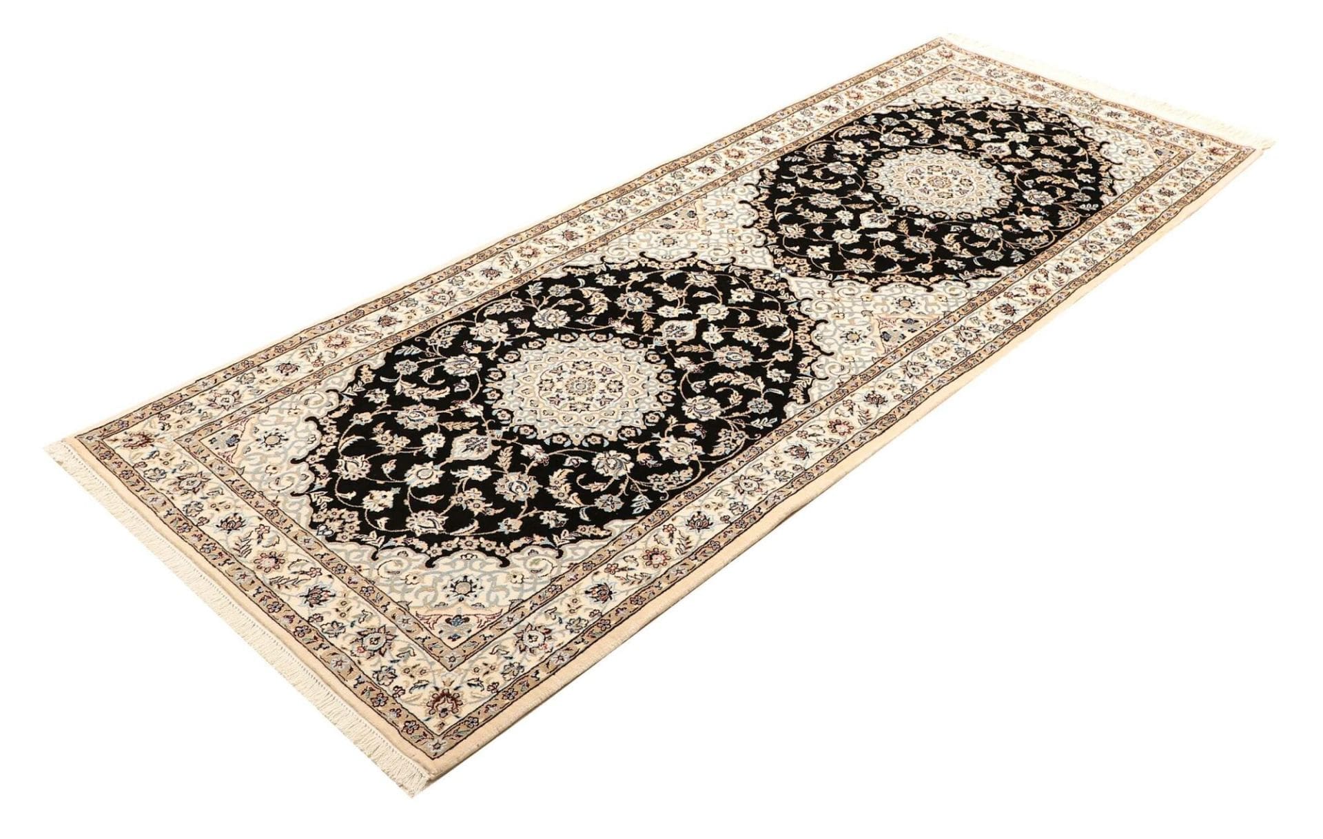 Nain Teppich 84 x 219cm, florale Muster, handgeknüpft, Perserteppich