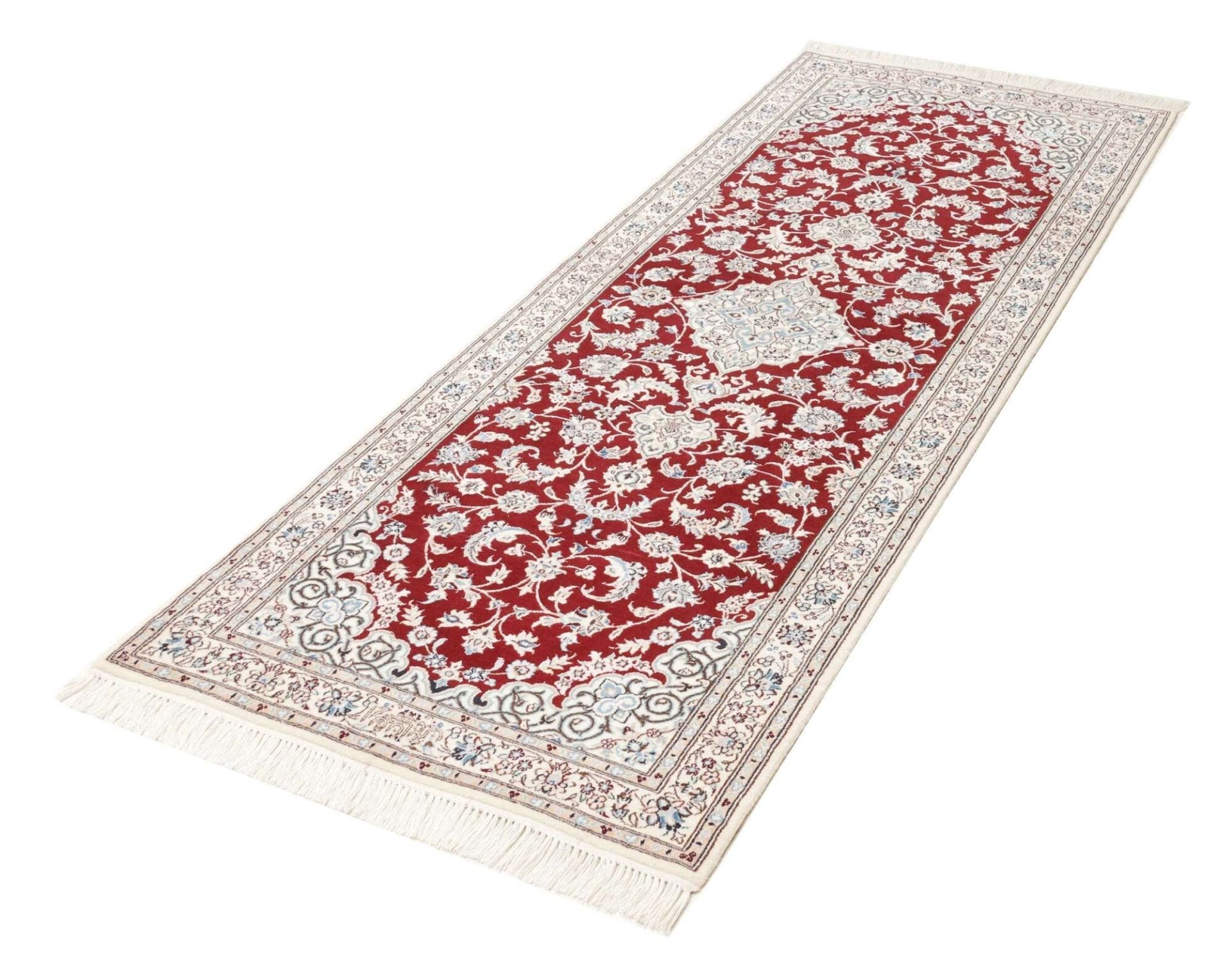 Nain Teppich 81 x 210 cm, florales Muster, handgeknüpft
