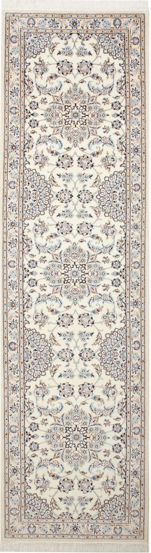 Nain Teppich 88 x 313cm, florales Muster, handgeknüpft, Perserteppich