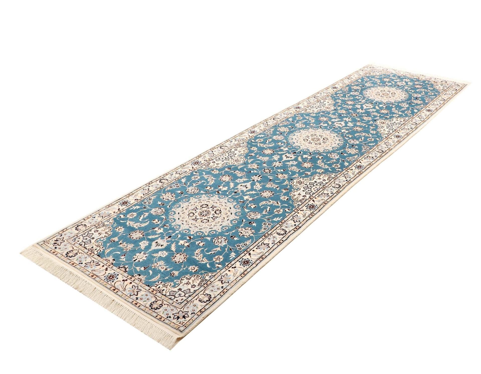Nain Teppich 93 x 309cm, florale Muster, Schurwolle, handgeknüpft