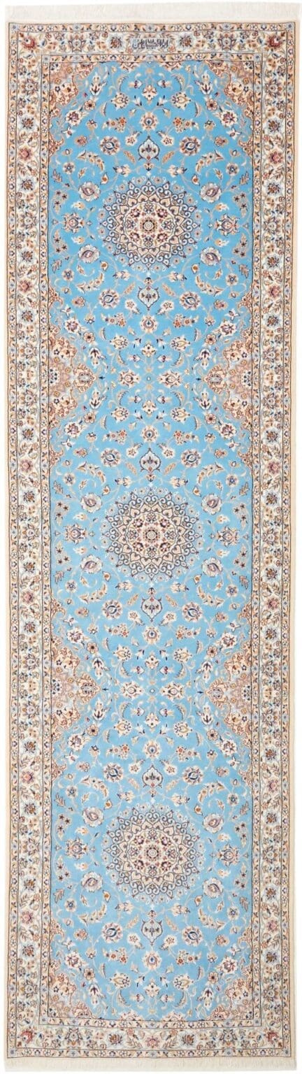 Nain Orientteppich 86 x 312cm, florales Muster, handgeknüpft