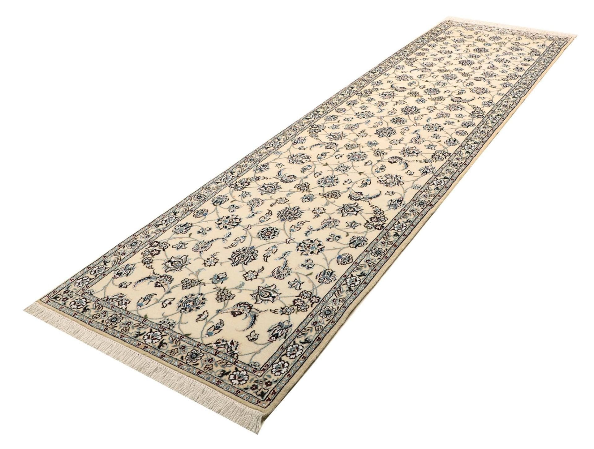 Nain Teppich 93 x 331 cm, florale Muster, handgeknüpft, Perserteppich