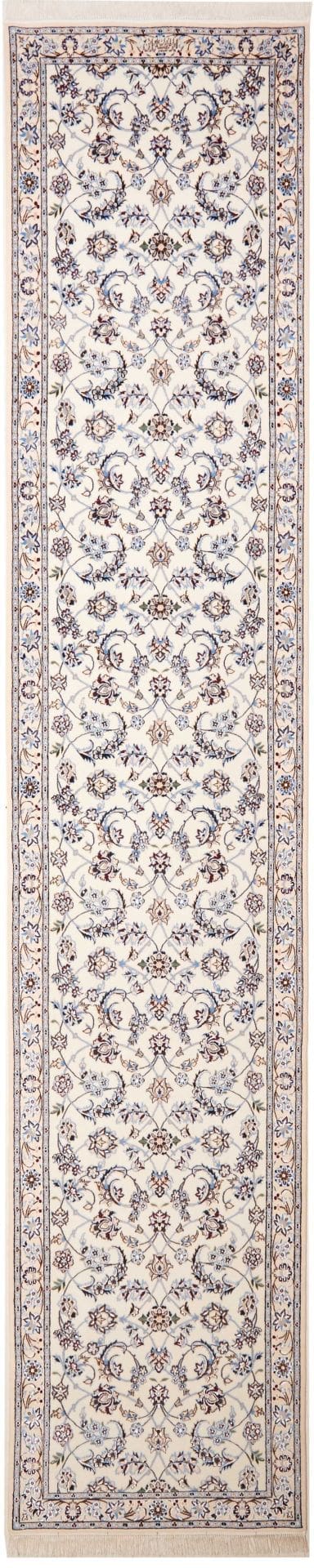 Nain Teppich 89 x 437 cm, Schurwolle, florale Muster, handgeknüpft
