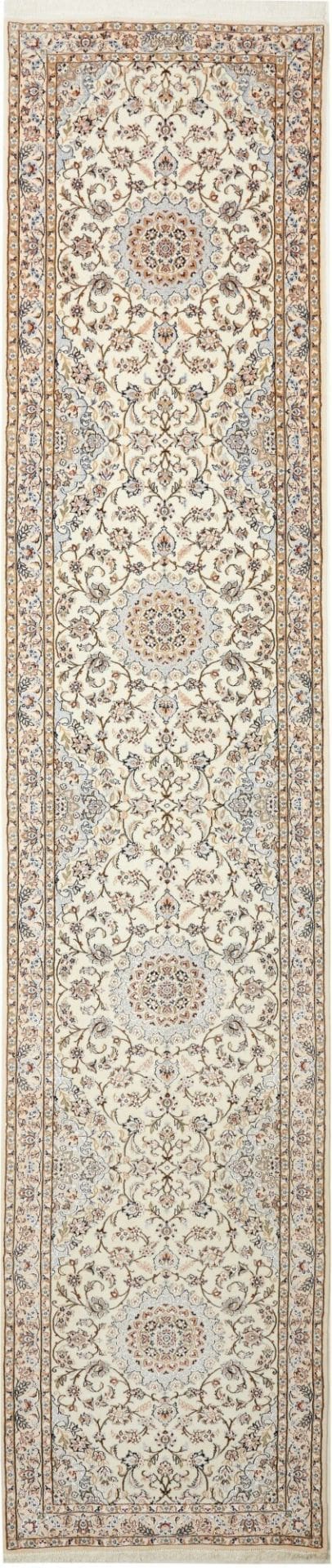 Nain Teppich 86 x 404 cm, florale Muster, handgeknüpft, Perserteppich