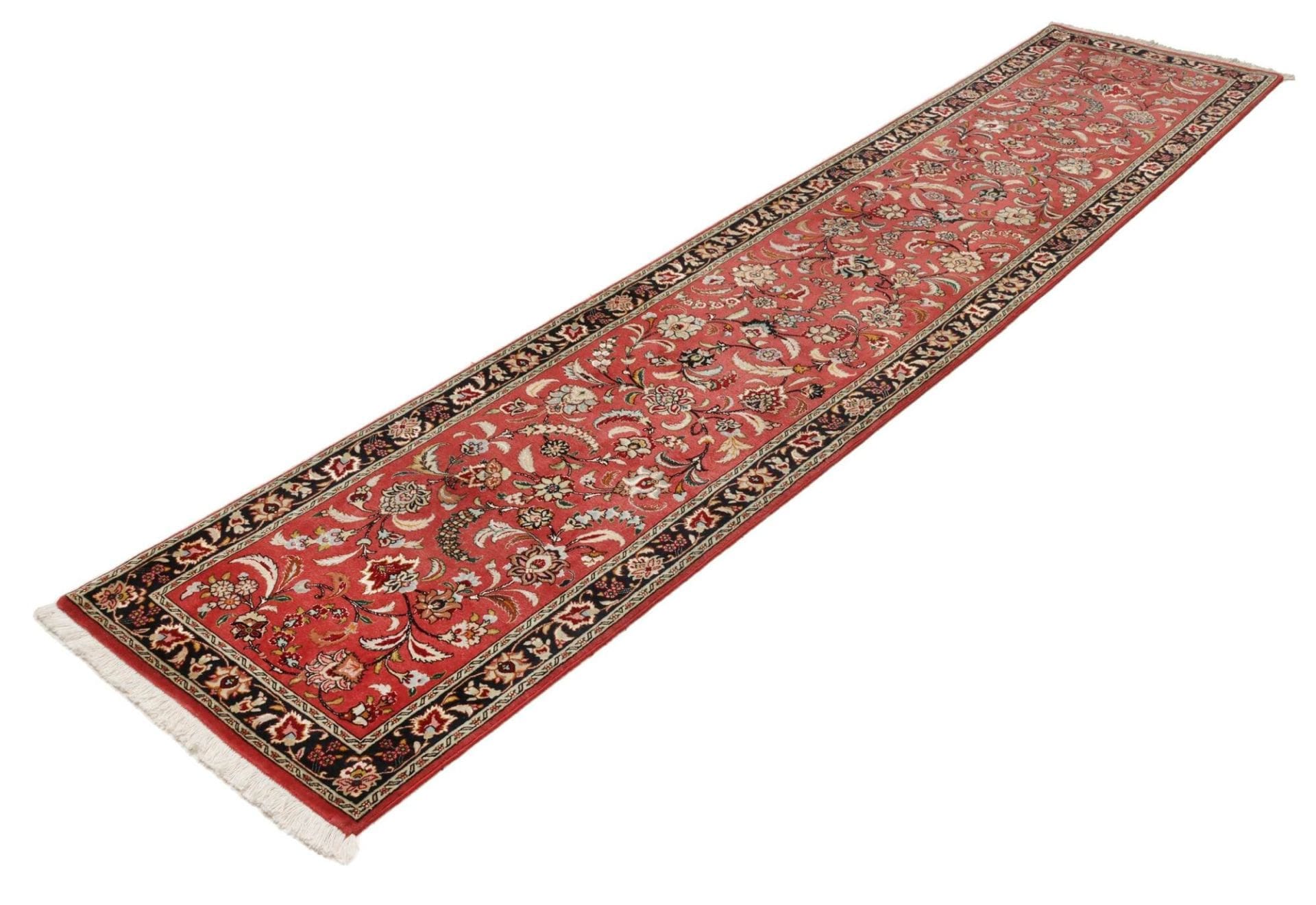 Ghom Teppich 71 x 312cm, handgeknüpft, Schurwolle, florales Muster