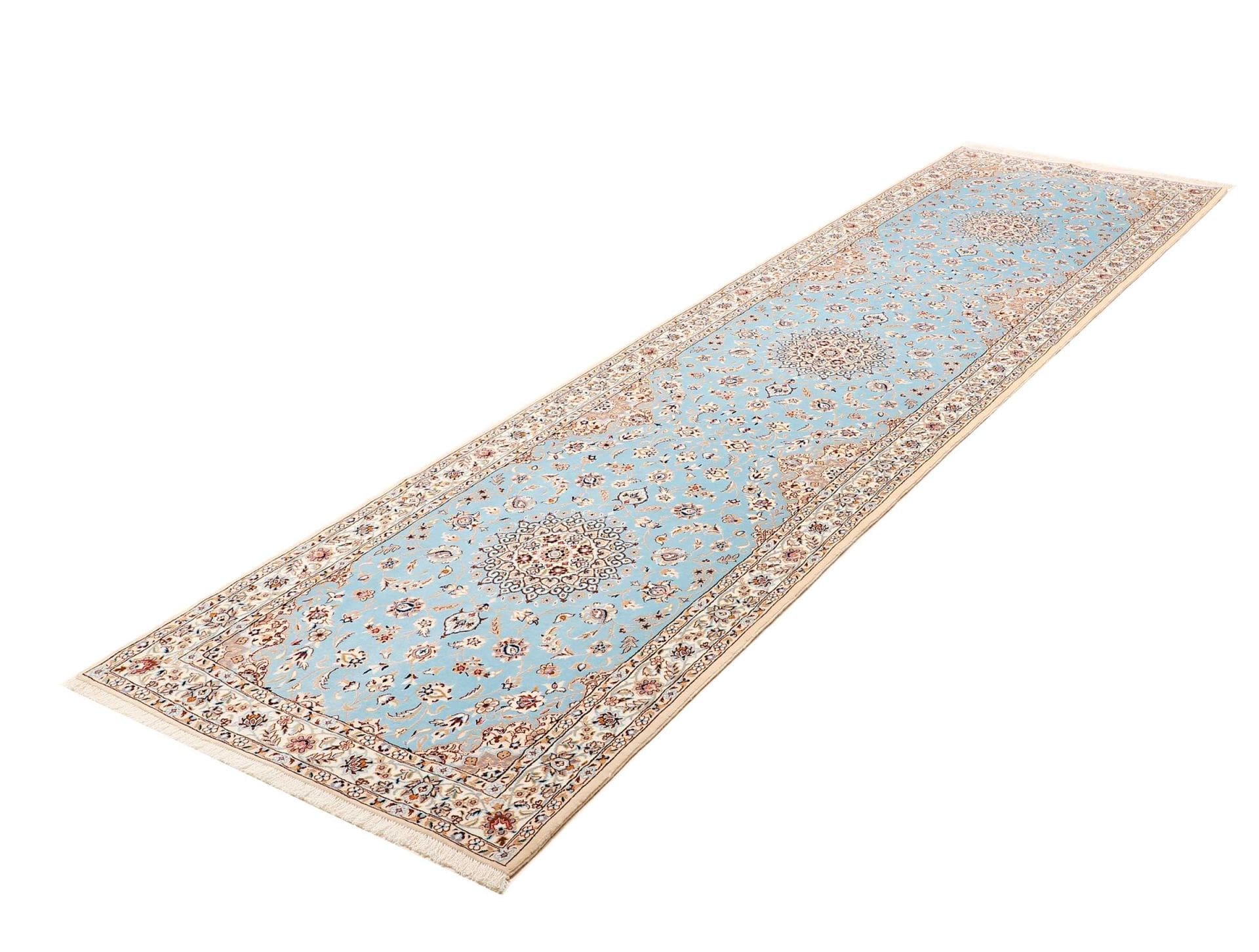Nain Orientteppich 86 x 312cm, florales Muster, handgeknüpft
