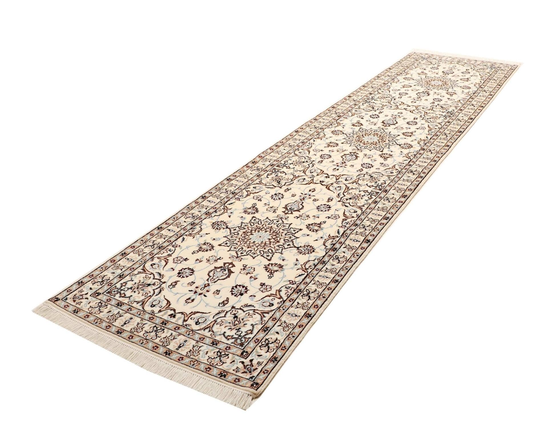 Exklusiver Nain Teppich 98 x 354 cm, Schurwolle, handgeknüpft