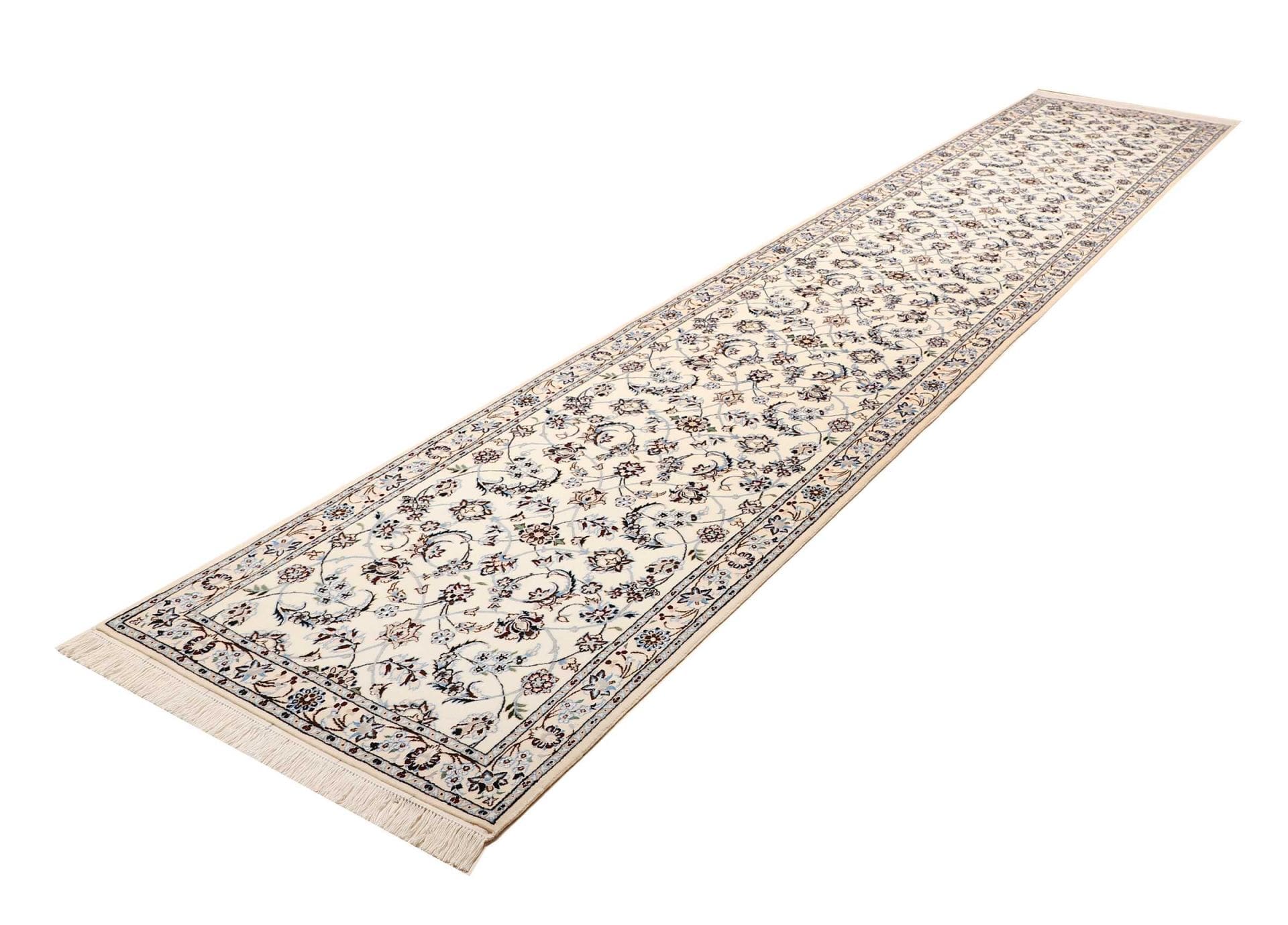 Nain Teppich 89 x 437 cm, Schurwolle, florale Muster, handgeknüpft