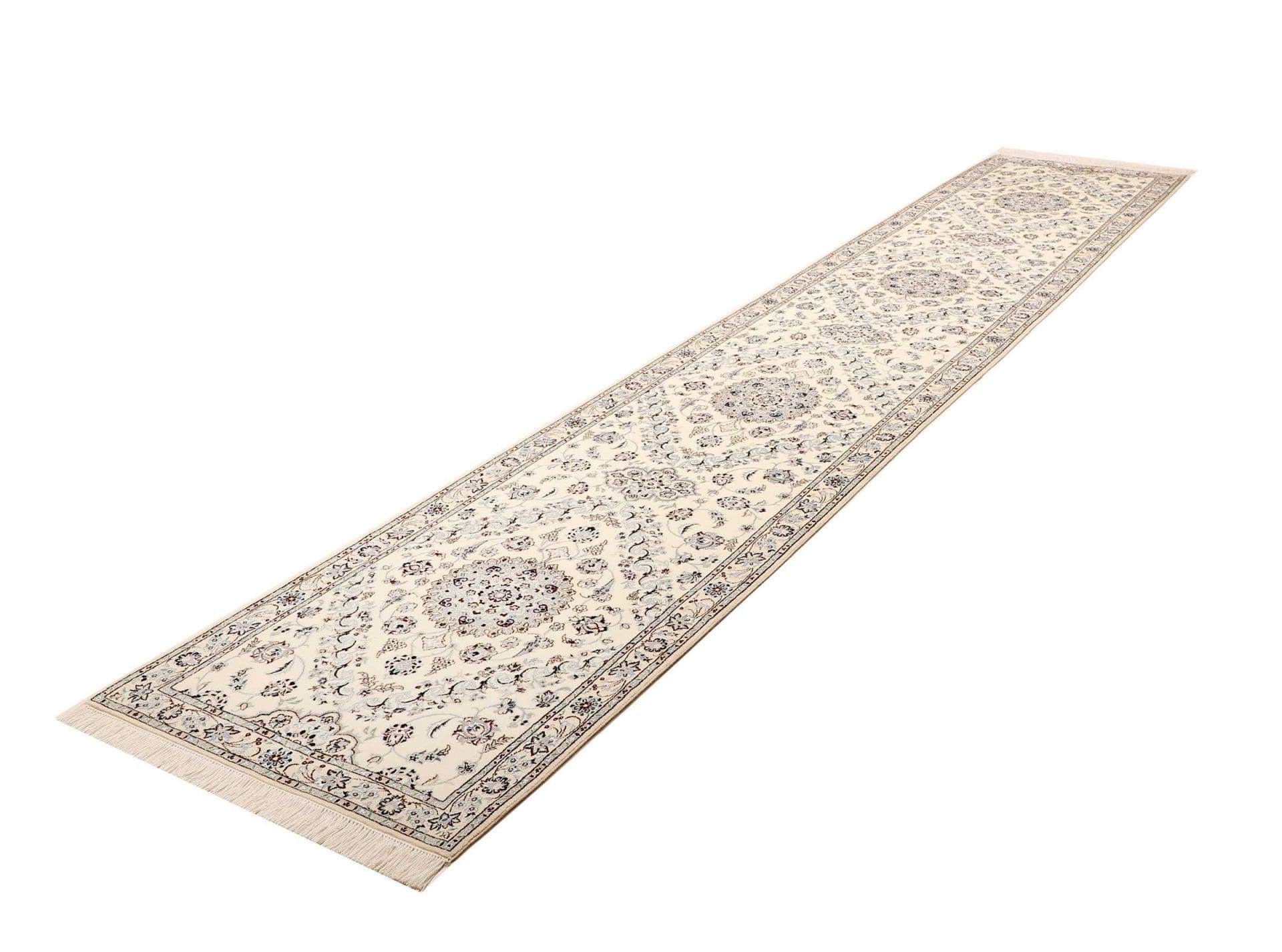 Nain Teppich 83 x 422cm, florale Muster, handgeknüpft, Perserteppich