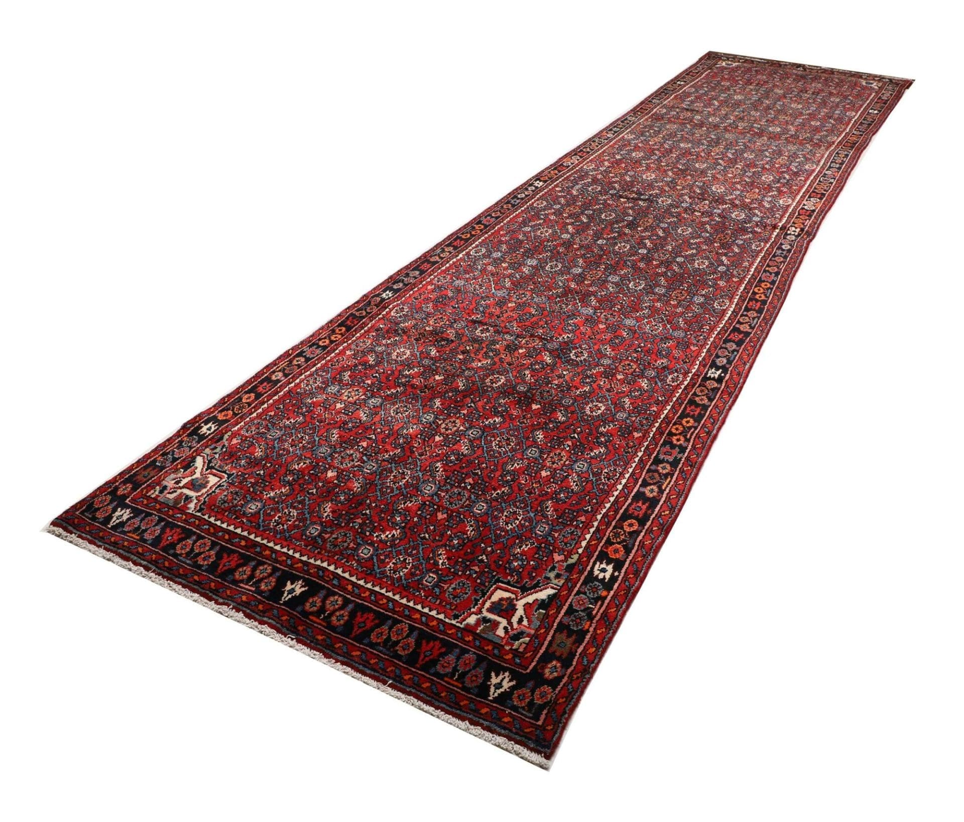 Hamadan Teppich 120 x 472cm, Herati-Muster, handgeknüpft, Perserteppich