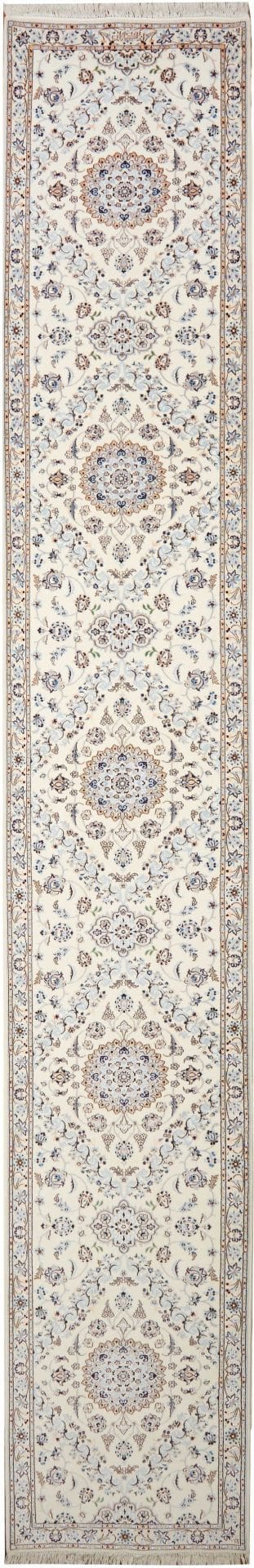 Nain Teppich 83 x 541 cm, florale Muster, Schurwolle, handgeknüpft