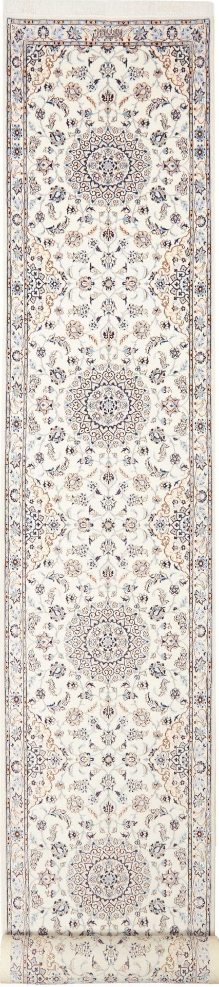 Nain Teppich 83 x 600cm, florale Muster, handgeknüpft, Perserteppich