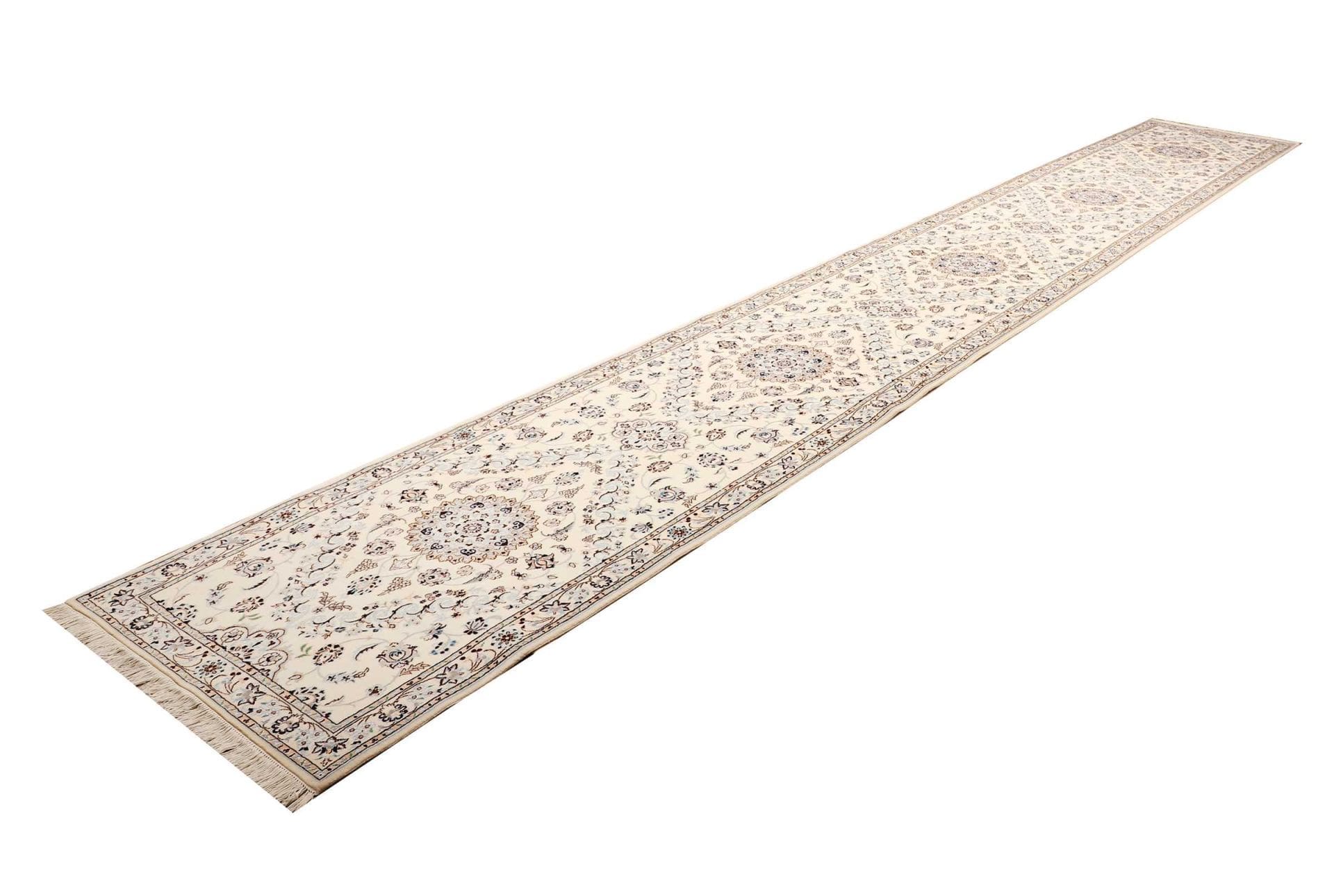 Nain Teppich 83 x 541 cm, florale Muster, Schurwolle, handgeknüpft
