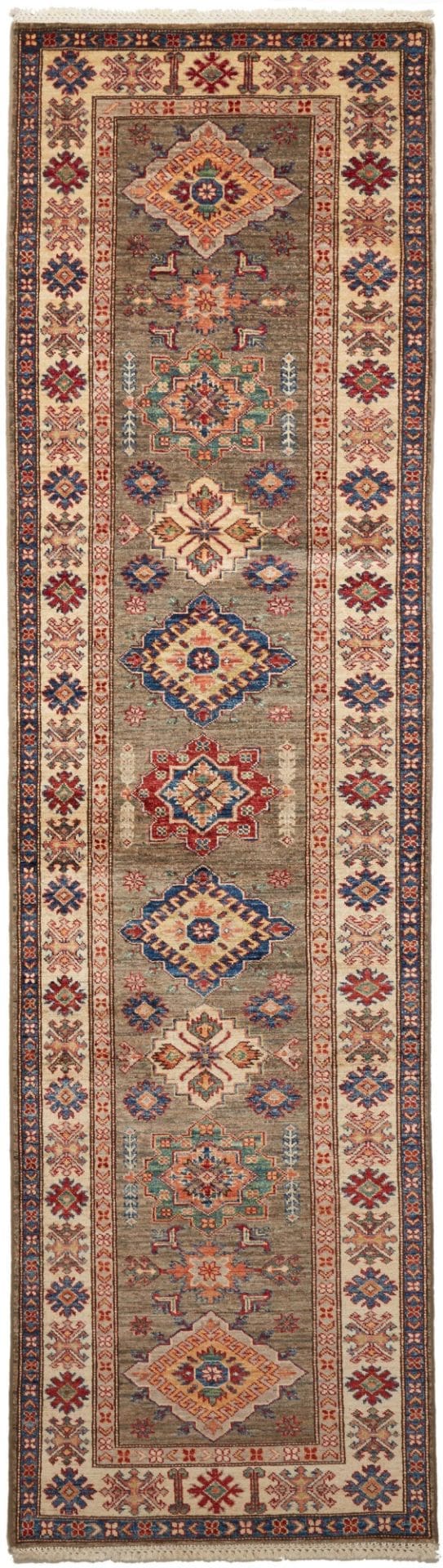 Kazak Teppich 85 x 305cm, handgeknüpft, Schurwolle, geometrisch