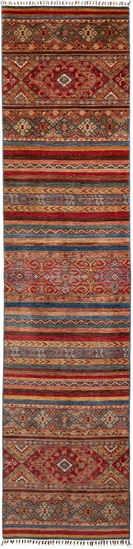 Orientteppich Samarkand 84 x 350cm | Handgeknüpft, Wolle, bunt