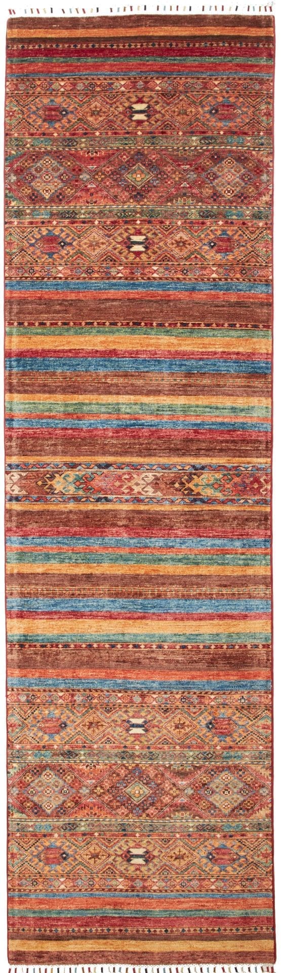 Handgeknüpfter Samarkand Orientteppich 83 x 306 cm, Wolle, bunt