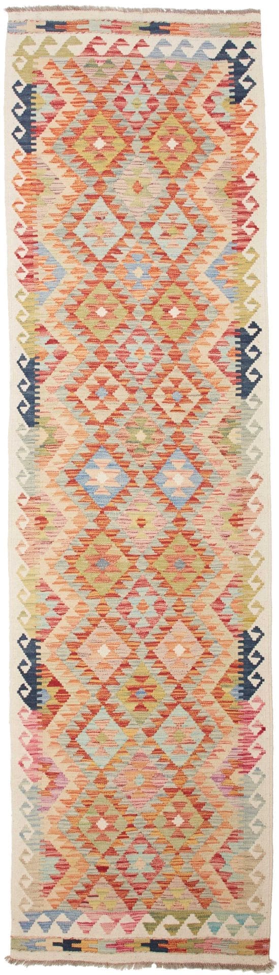 Kelim Teppich 87 x 309 cm, handgewebt, rustikales Flair
