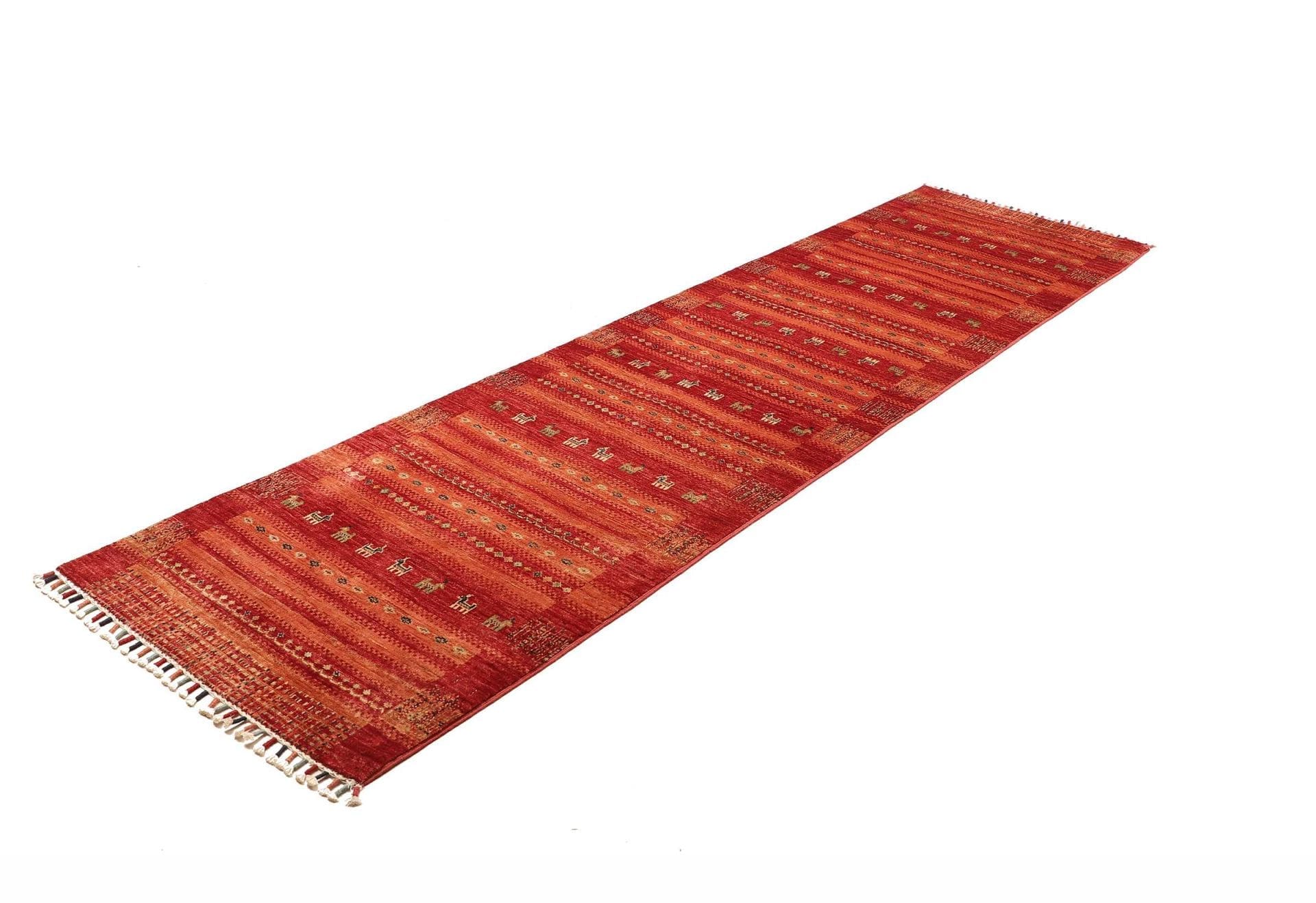 Gabbeh Teppich 82 x 304 cm aus weicher Schurwolle, handgeknüpft