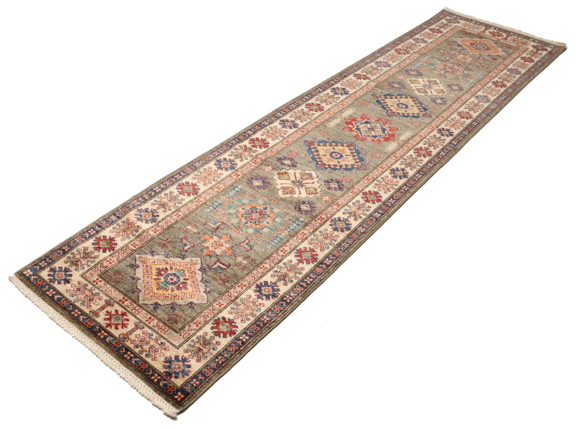Kazak Teppich 85 x 305cm, handgeknüpft, Schurwolle, geometrisch