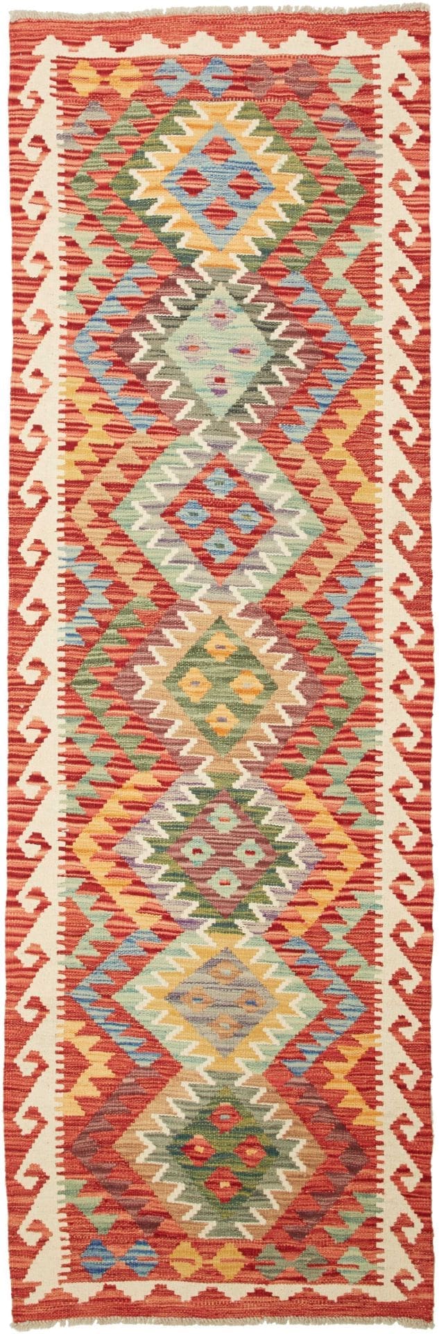 Kelim Teppich 80 x 244cm, handgewebt, rustikales Flair, Wolle