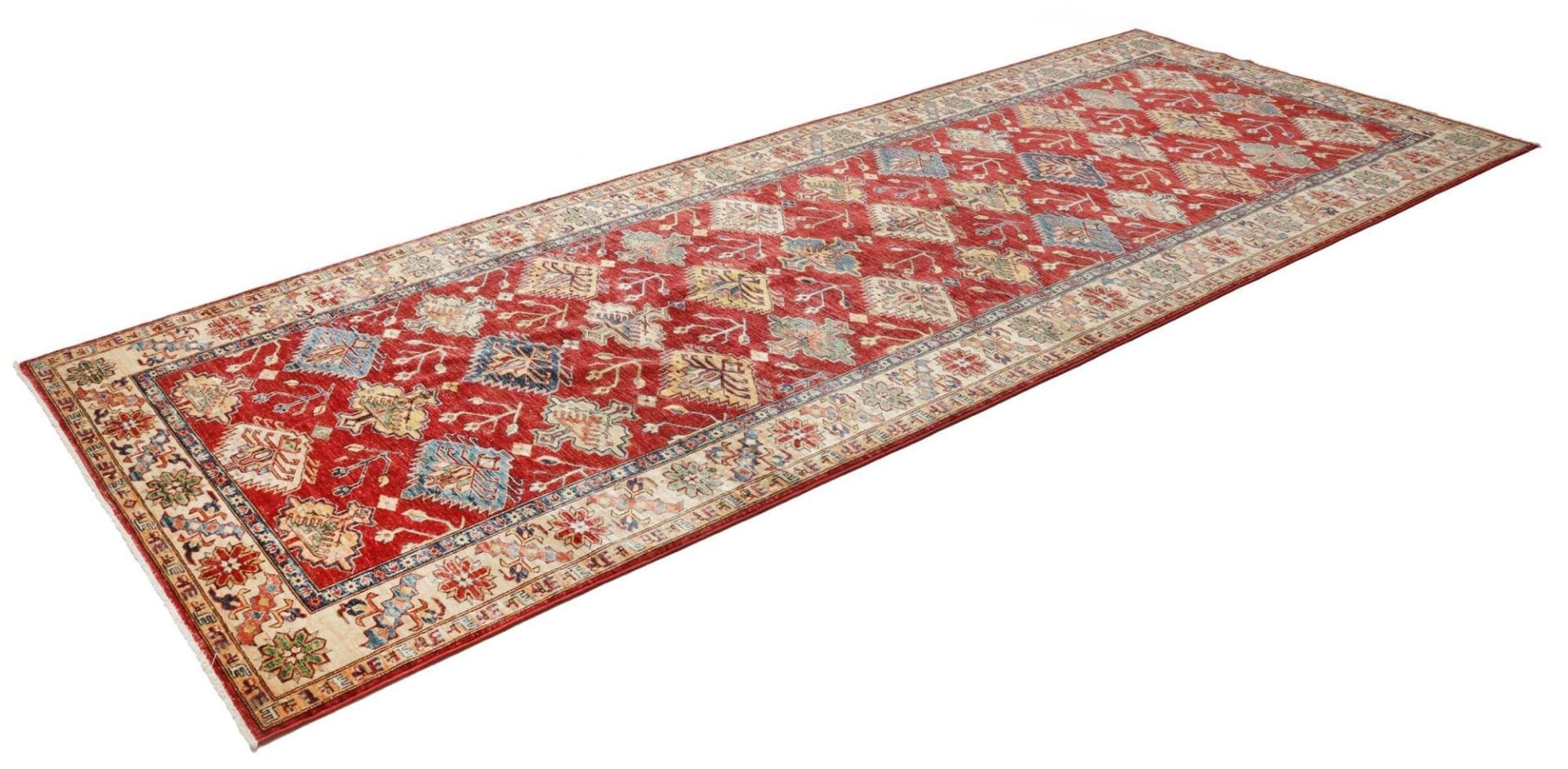 Kazak Orientteppich 157 x 389 cm, geometrisch, handgeknüpft