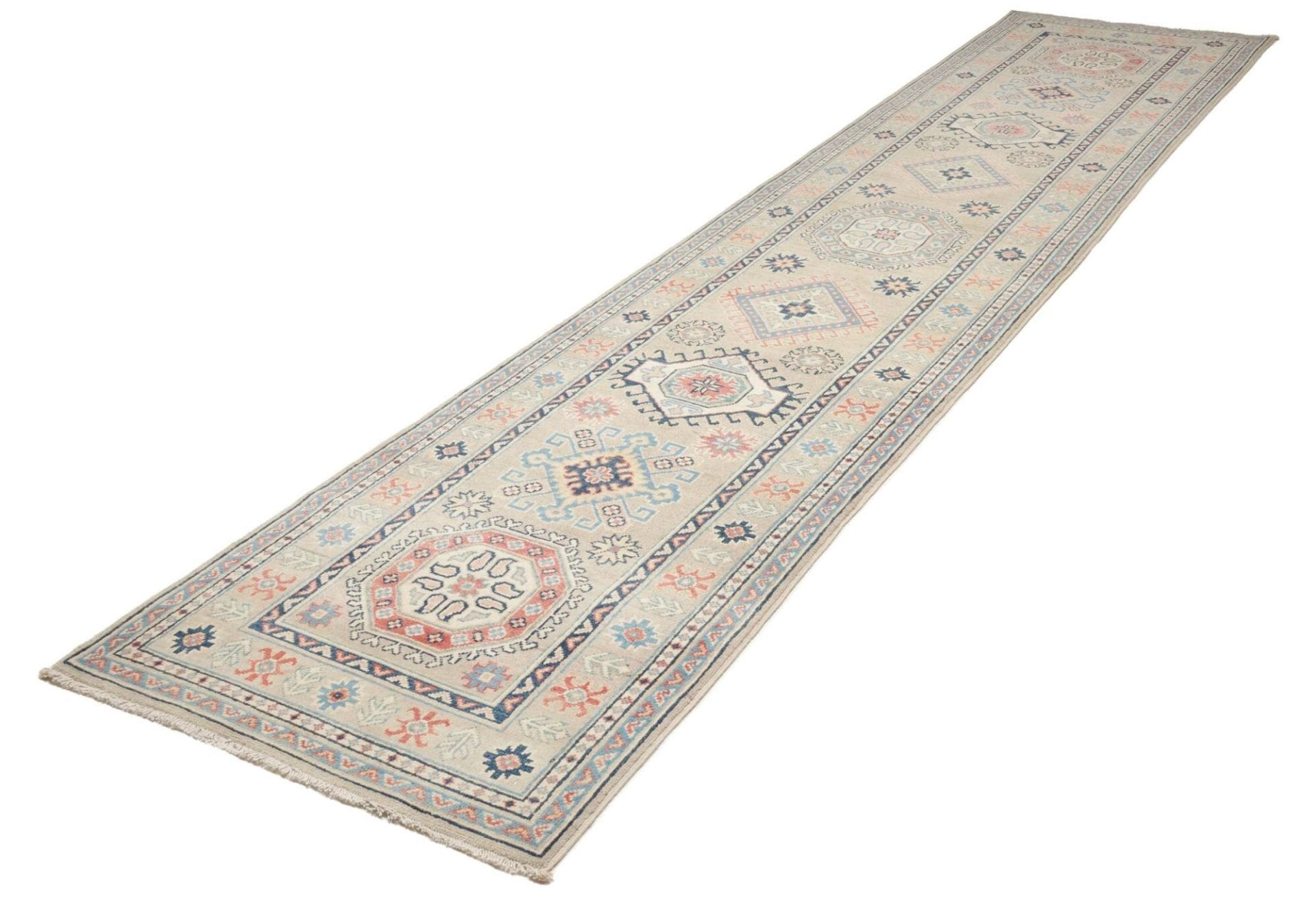 Kazak Orientteppich 86 x 388 cm, handgeknüpft, Schurwolle, Rarität