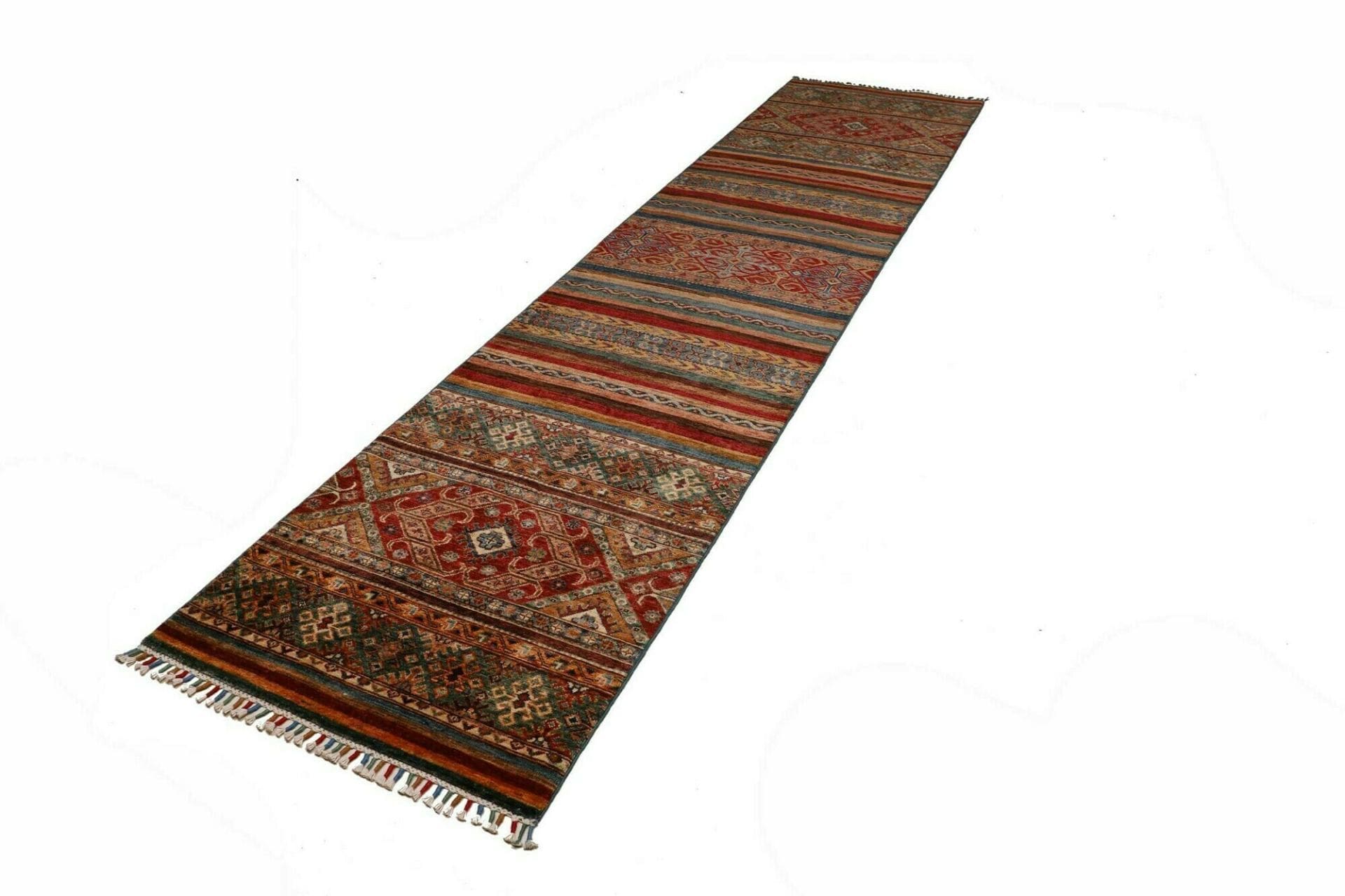 Orientteppich Samarkand 84 x 350cm | Handgeknüpft, Wolle, bunt