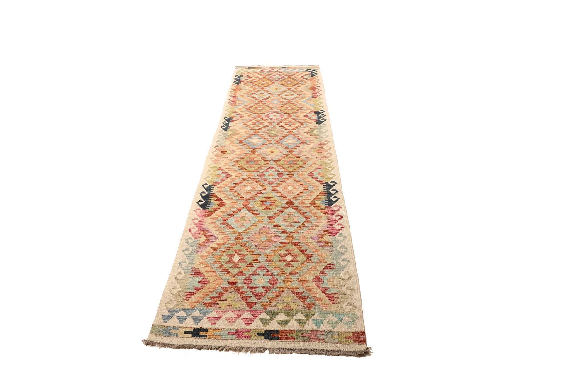Kelim Teppich 87 x 309 cm, handgewebt, rustikales Flair