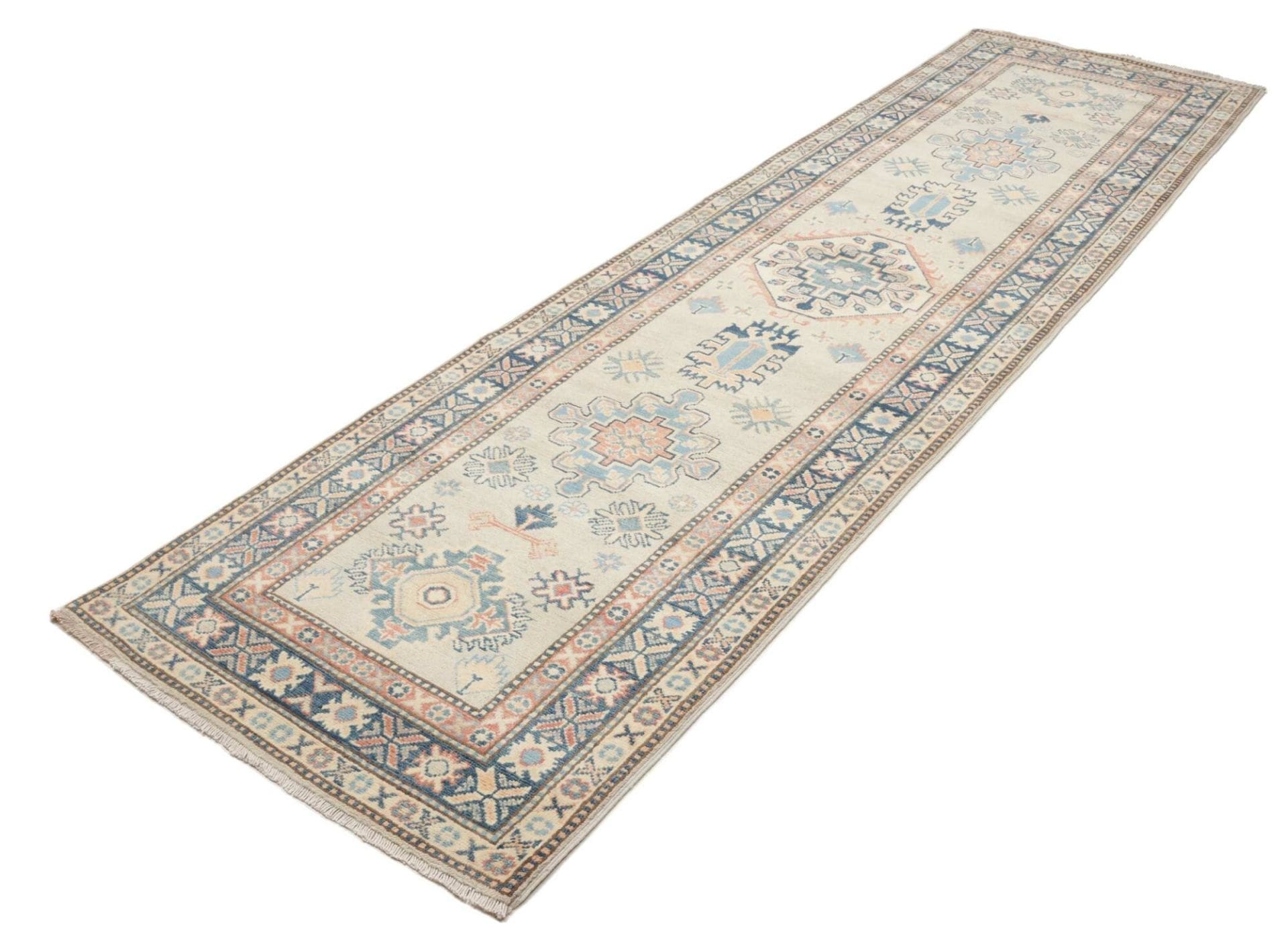 Orientteppich Kazak 93 x 312 cm | Handgeknüpft, geometrisches Muster