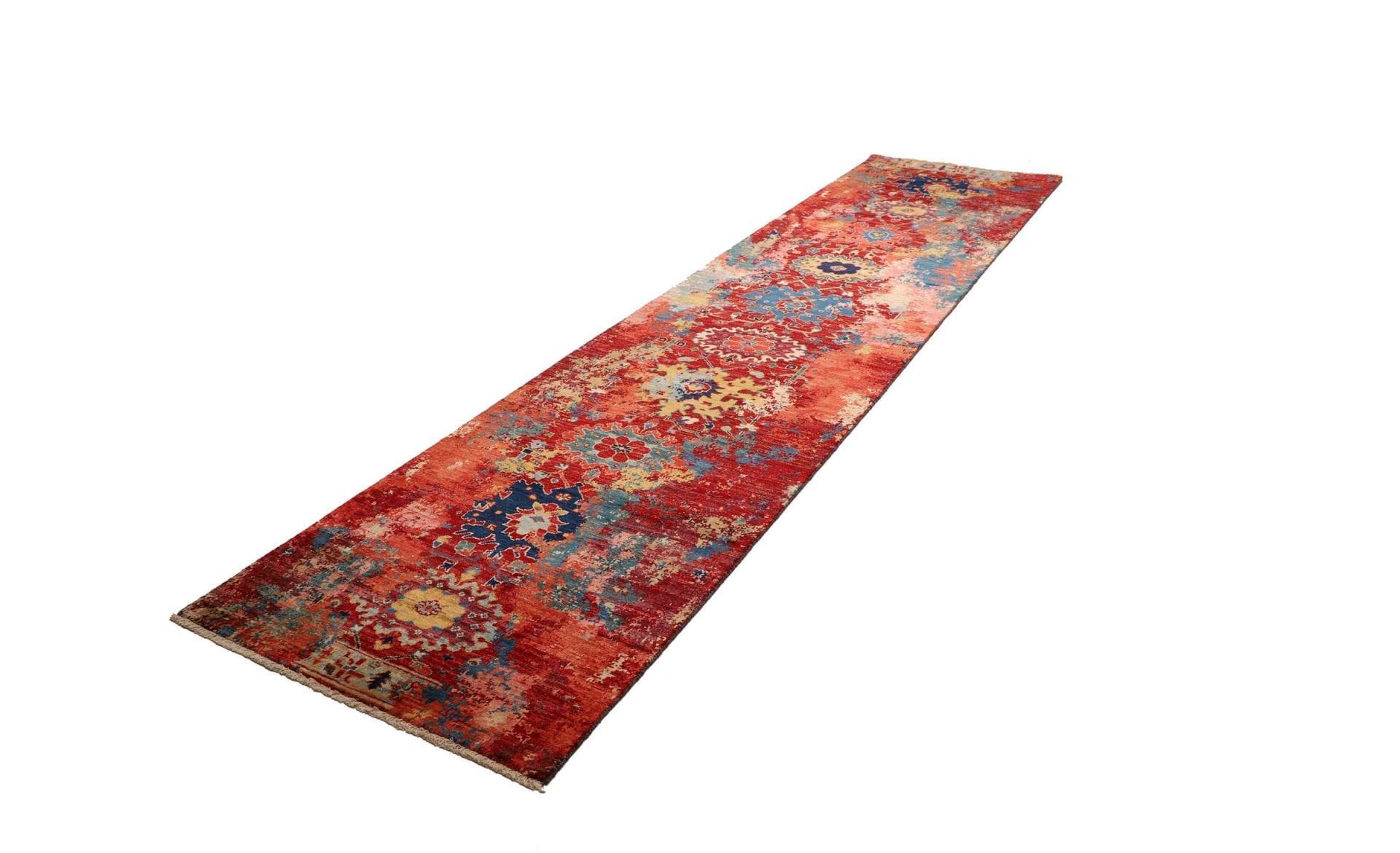 Orientteppich 82 x 351 cm aus Schurwolle, handgeknüpft, elegant