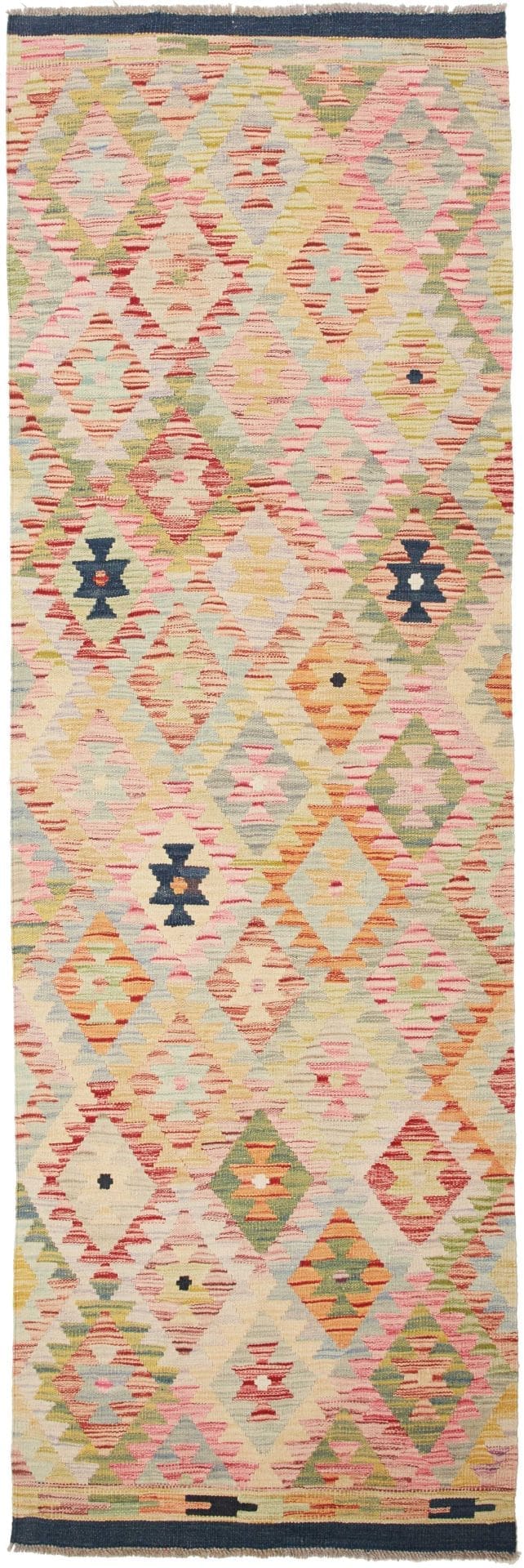 Kelim Teppich 85 x 252 cm, handgewebt, rustikales Flair, Wolle