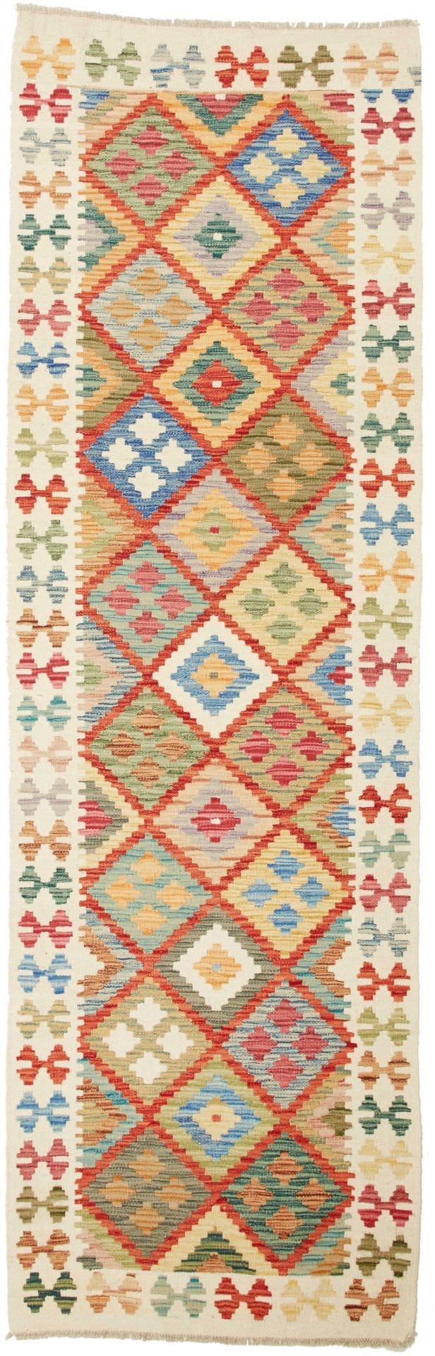 Kelim Teppich 81 x 247 cm, rustikal, handgewebt, Wolle Baumwolle