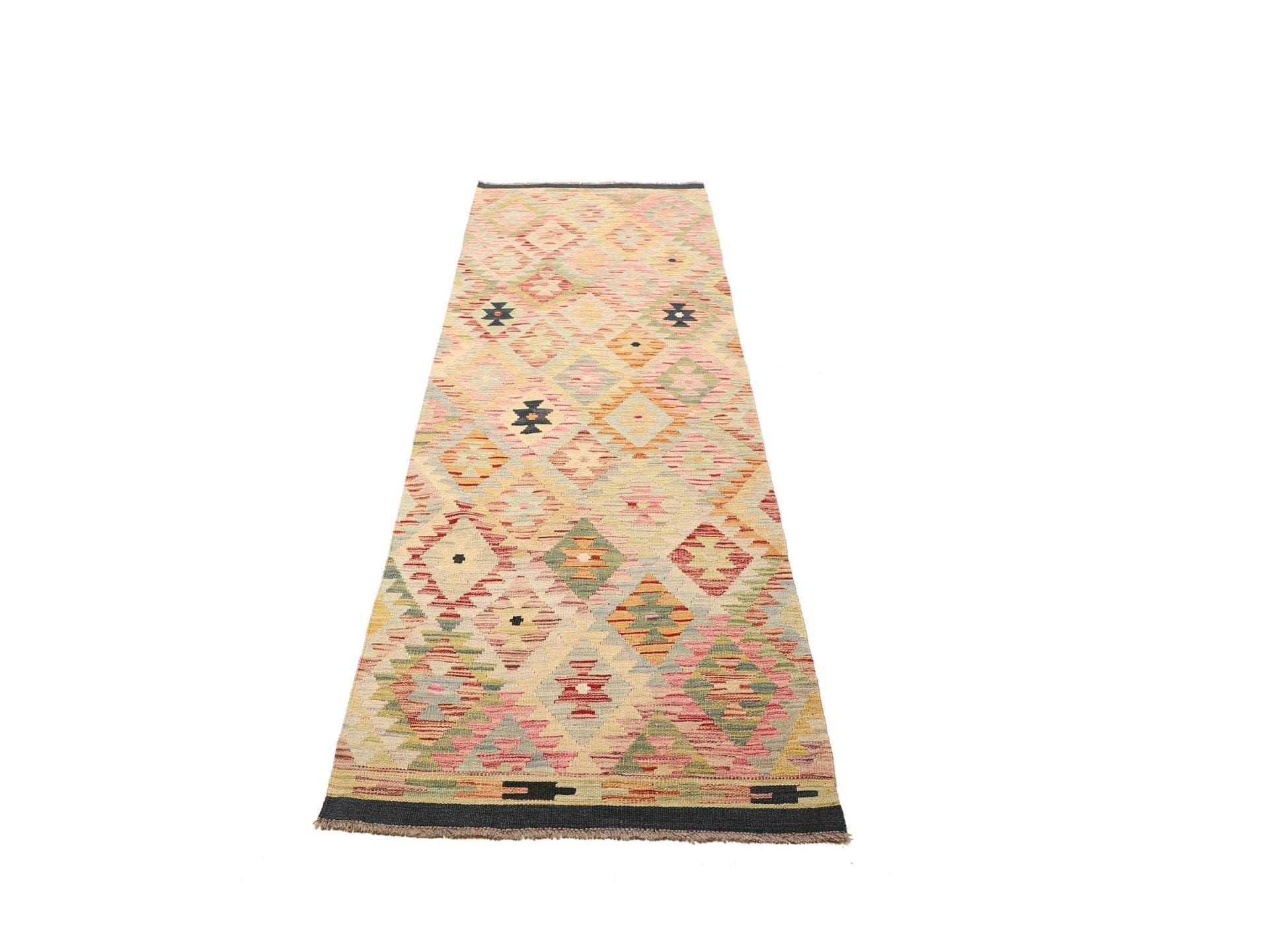Kelim Teppich 85 x 252 cm, handgewebt, rustikales Flair, Wolle